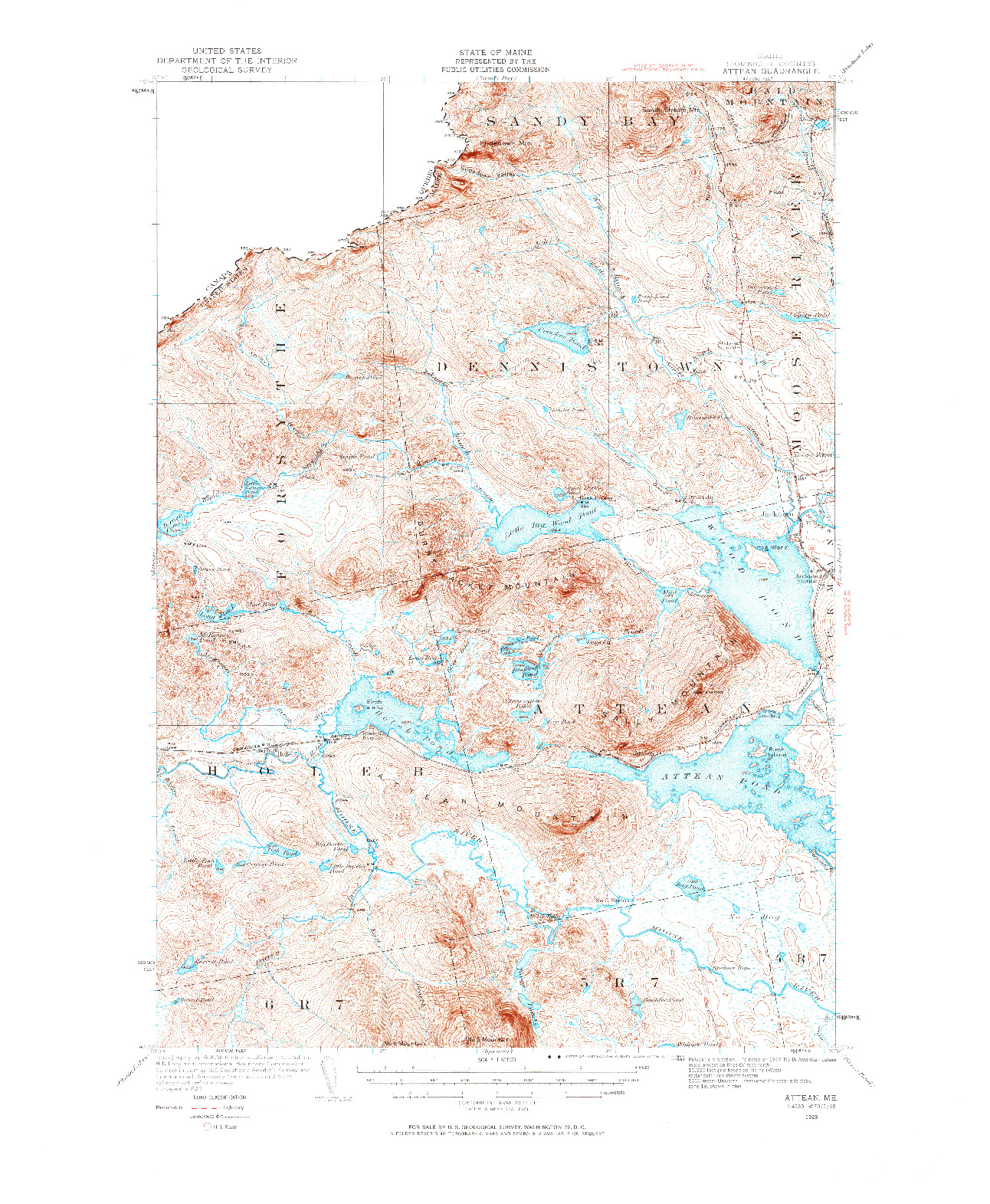 USGS 1:62500-SCALE QUADRANGLE FOR ATTEAN, ME 1923