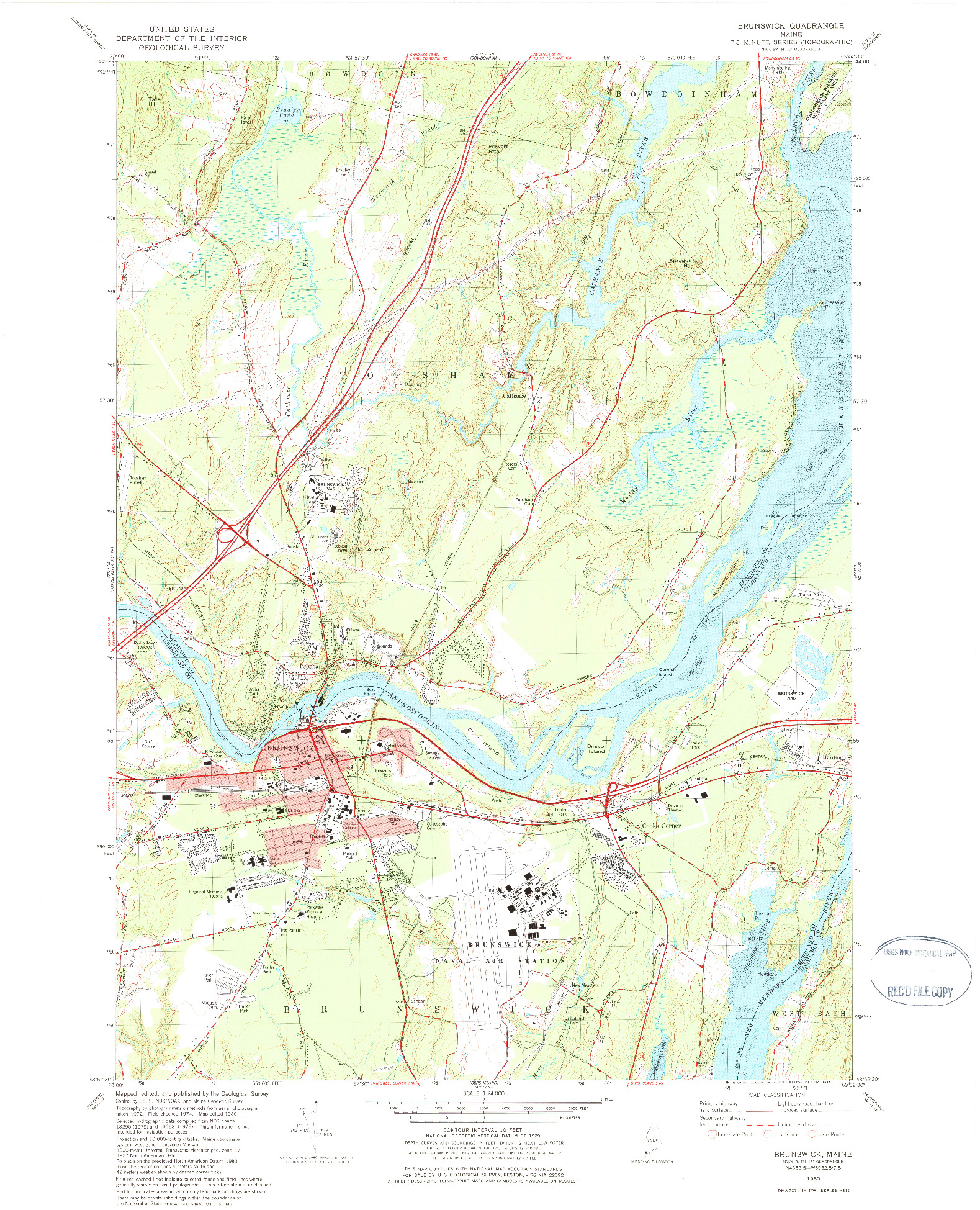 USGS 1:24000-SCALE QUADRANGLE FOR BRUNSWICK, ME 1980