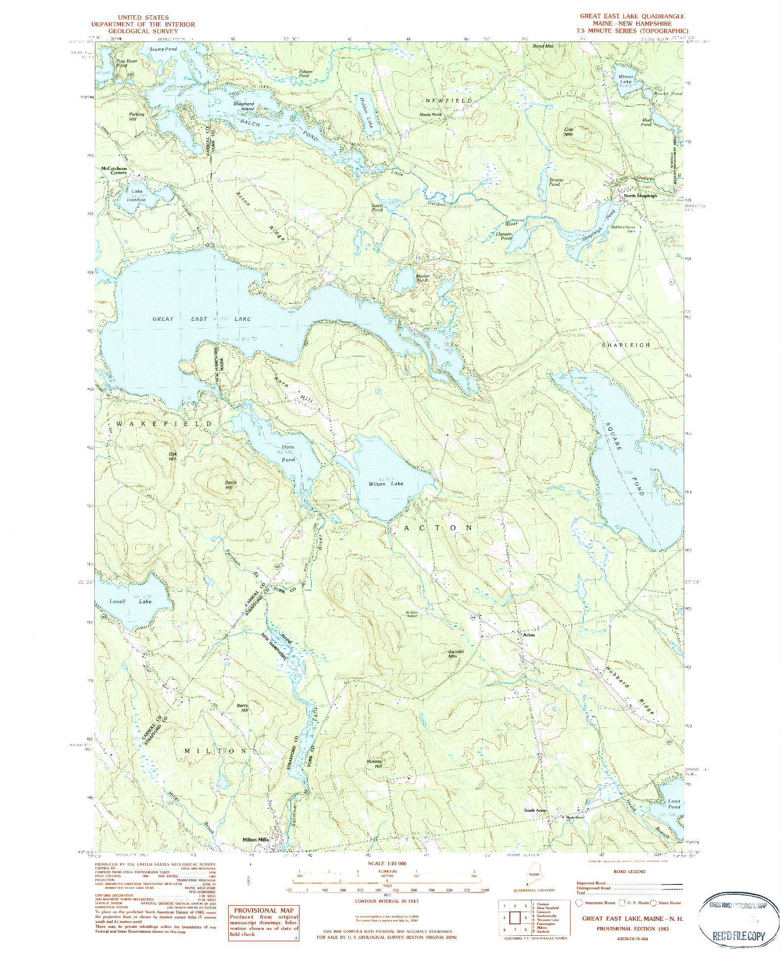 USGS 1:24000-SCALE QUADRANGLE FOR GREAT EAST LAKE, ME 1983