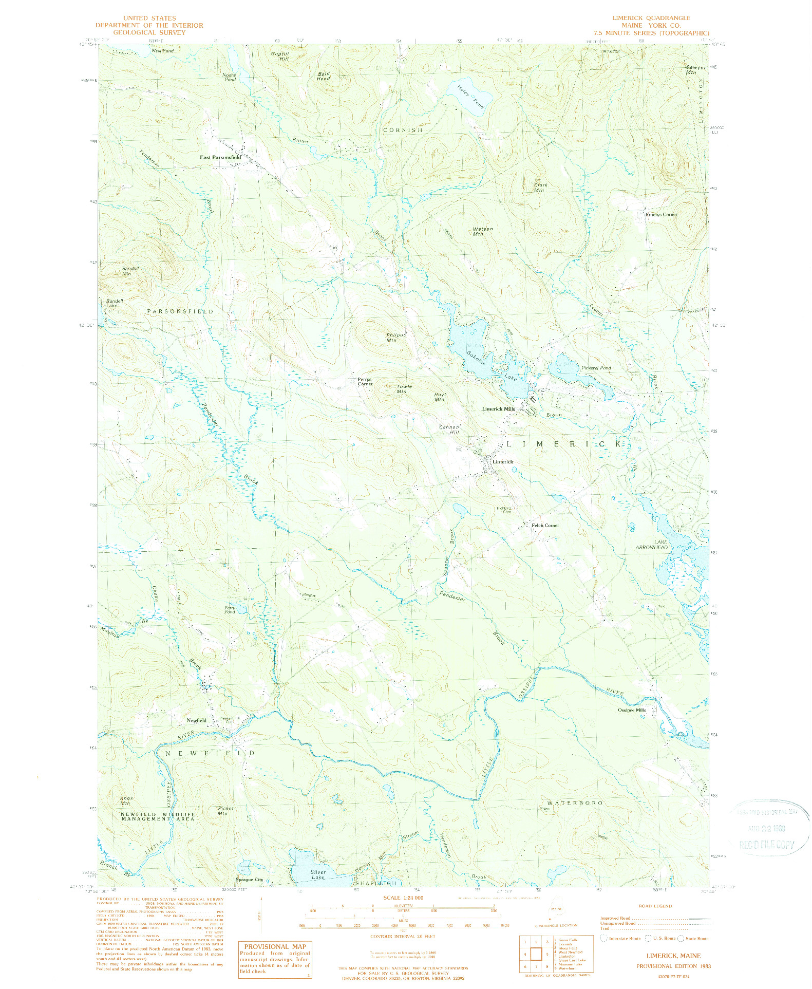 USGS 1:24000-SCALE QUADRANGLE FOR LIMERICK, ME 1983