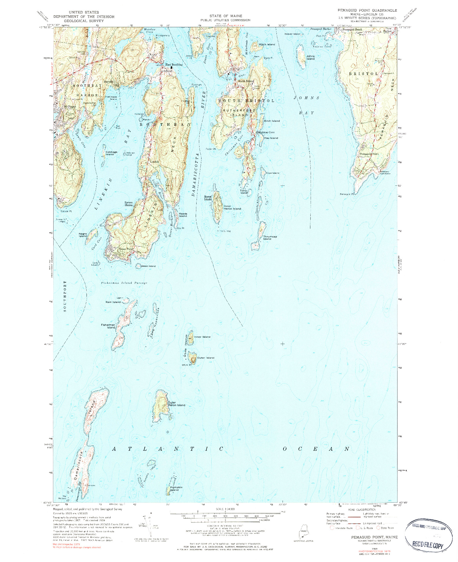 USGS 1:24000-SCALE QUADRANGLE FOR PEMAQUID POINT, ME 1969