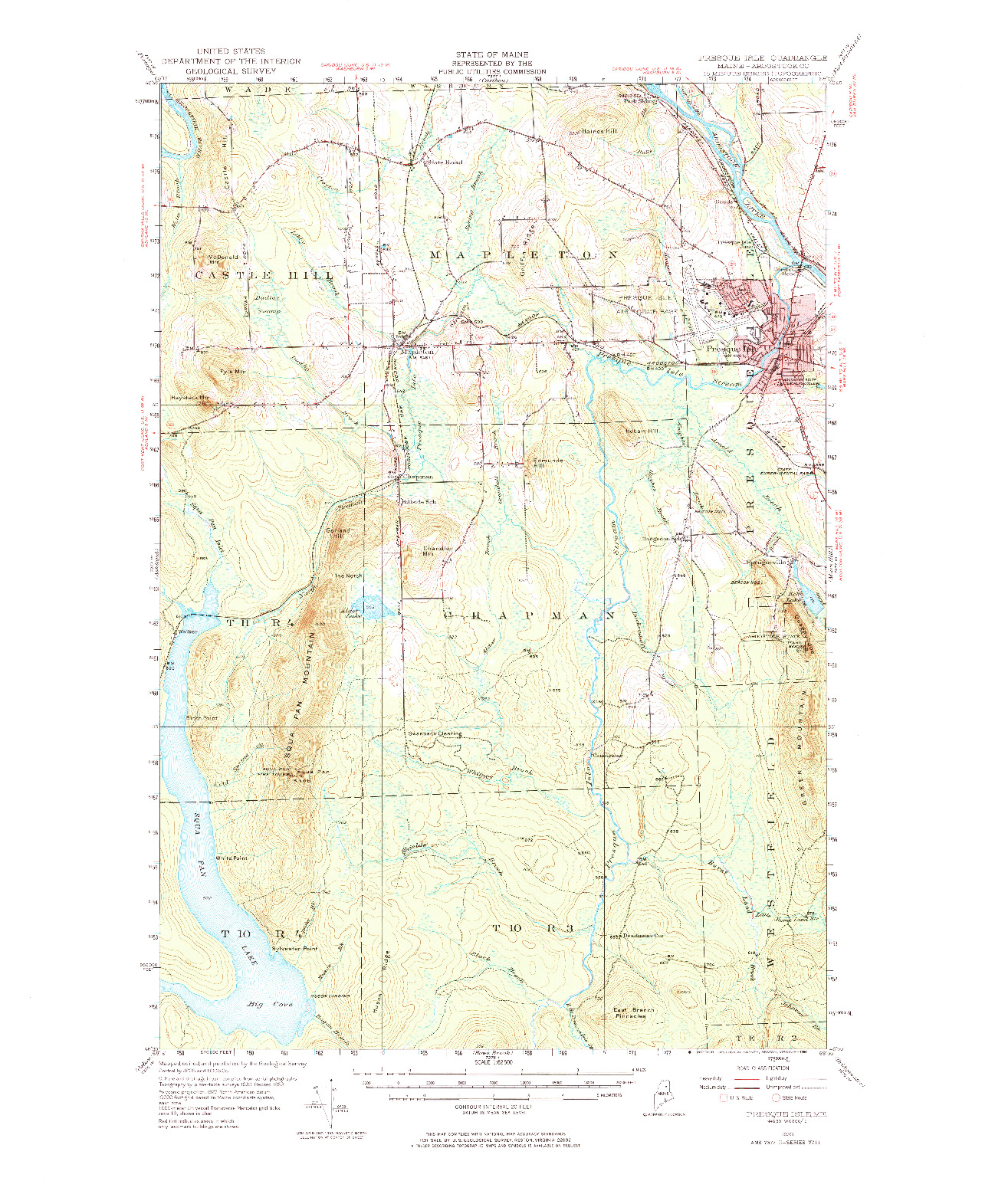 USGS 1:62500-SCALE QUADRANGLE FOR PRESQUE ISLE, ME 1953