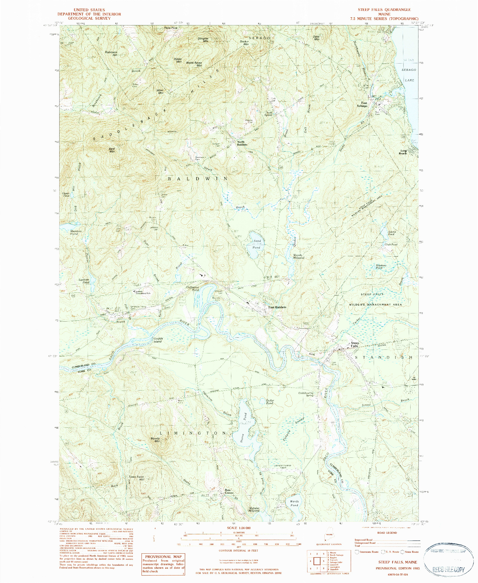 USGS 1:24000-SCALE QUADRANGLE FOR STEEP FALLS, ME 1983