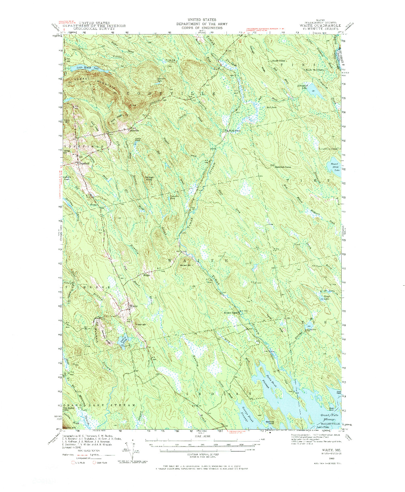 USGS 1:62500-SCALE QUADRANGLE FOR WAITE, ME 1940