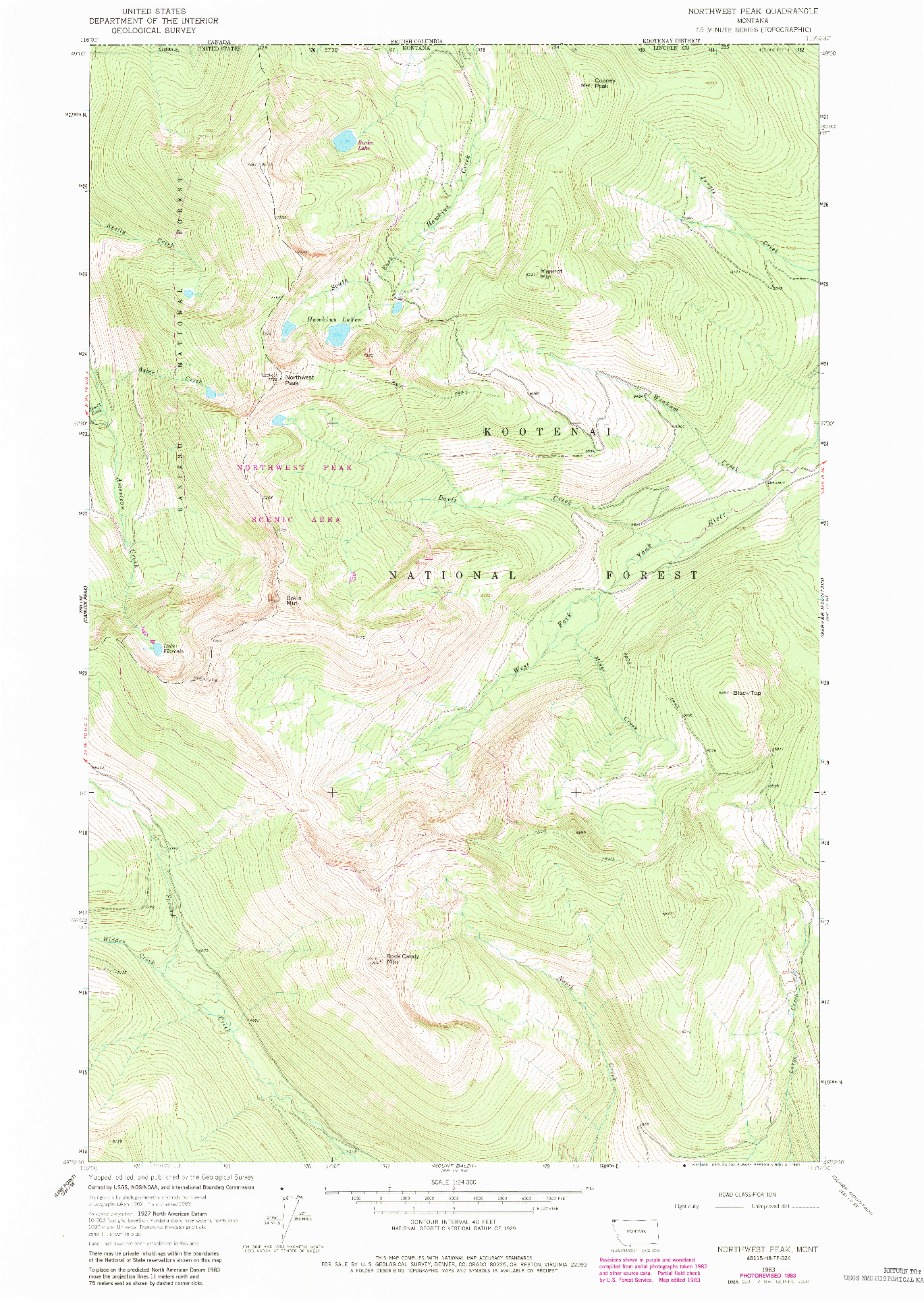 USGS 1:24000-SCALE QUADRANGLE FOR NORTHWEST PEAK, MT 1963