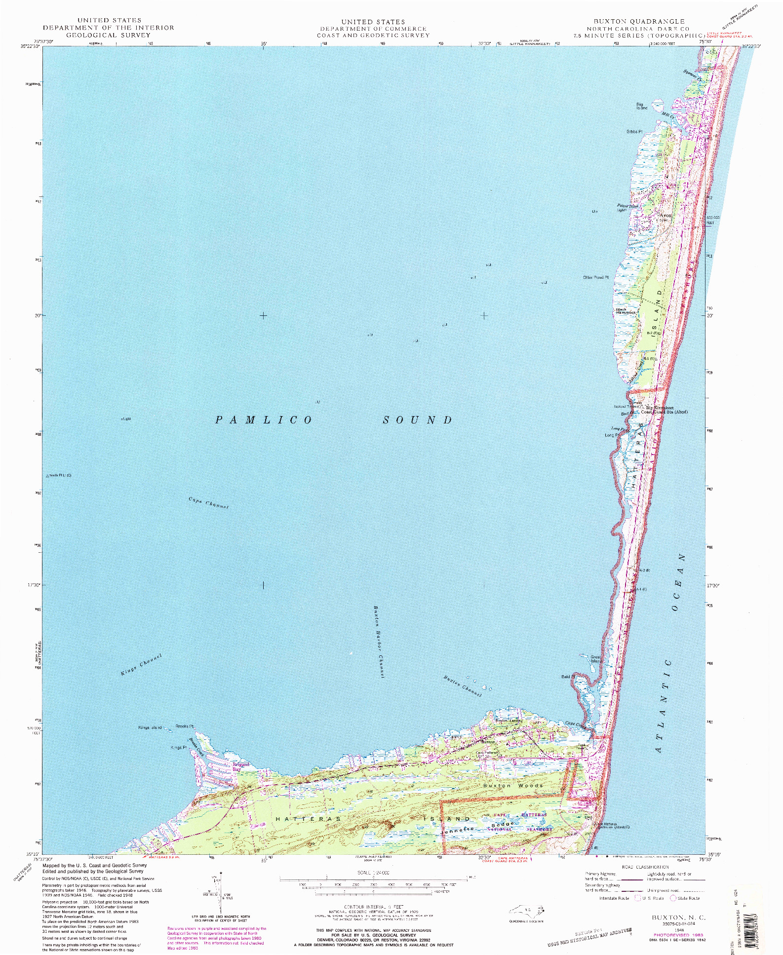 USGS 1:24000-SCALE QUADRANGLE FOR BUXTON, NC 1948