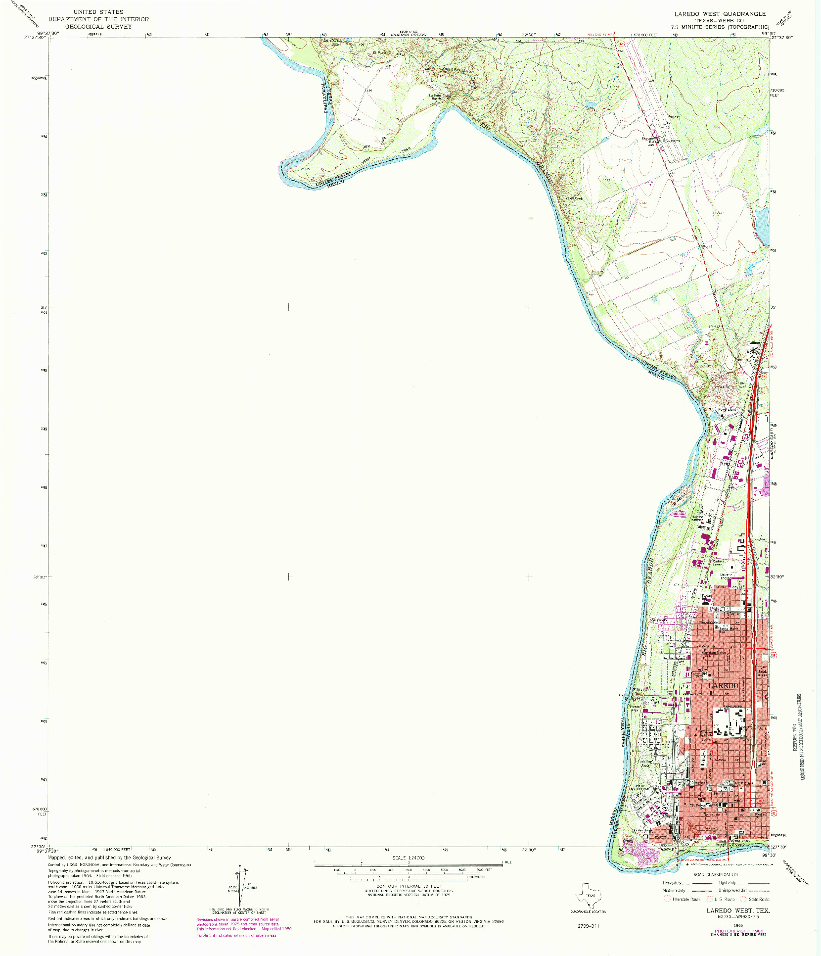 USGS 1:24000-SCALE QUADRANGLE FOR LAREDO WEST, TX 1965