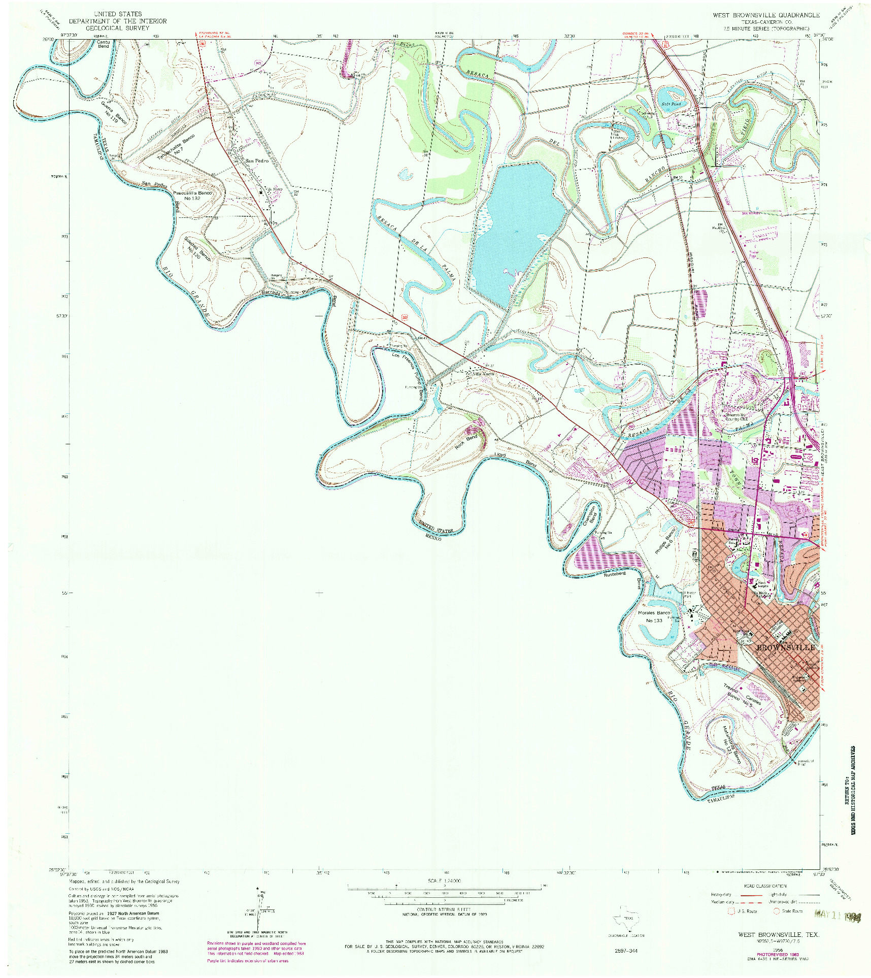 USGS 1:24000-SCALE QUADRANGLE FOR WEST BROWNSVILLE, TX 1956