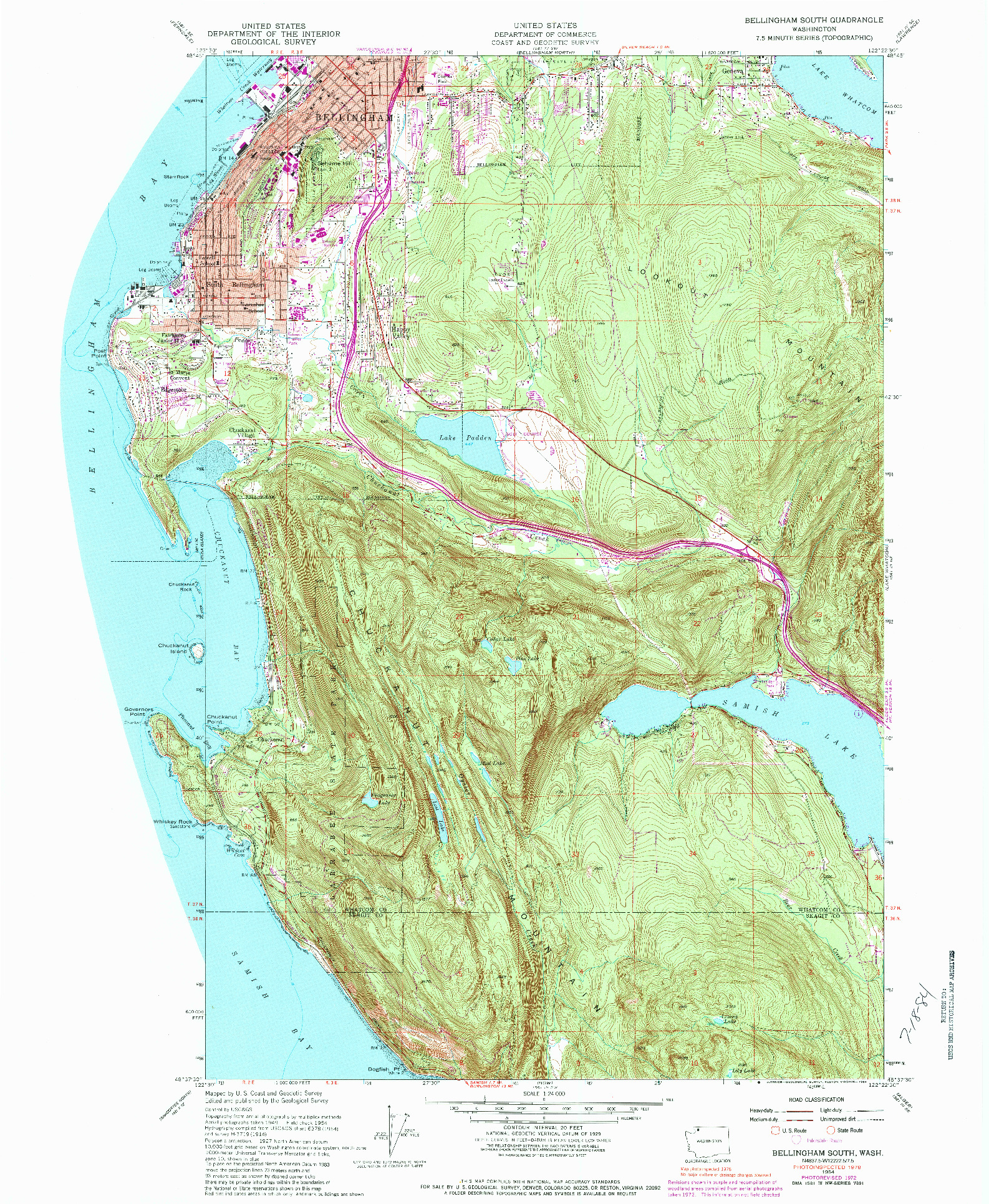 USGS 1:24000-SCALE QUADRANGLE FOR BELLINGHAM SOUTH, WA 1954