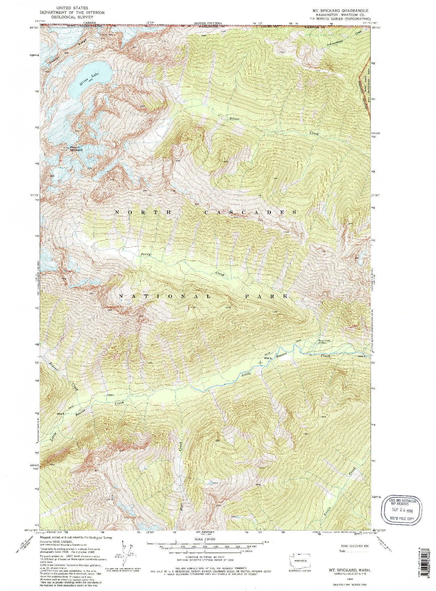 USGS 1:24000-SCALE QUADRANGLE FOR MT SPICKARD, WA 1969