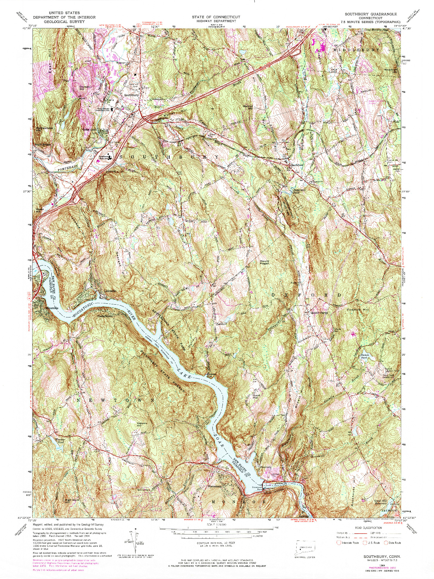 USGS 1:24000-SCALE QUADRANGLE FOR SOUTHBURY, CT 1964