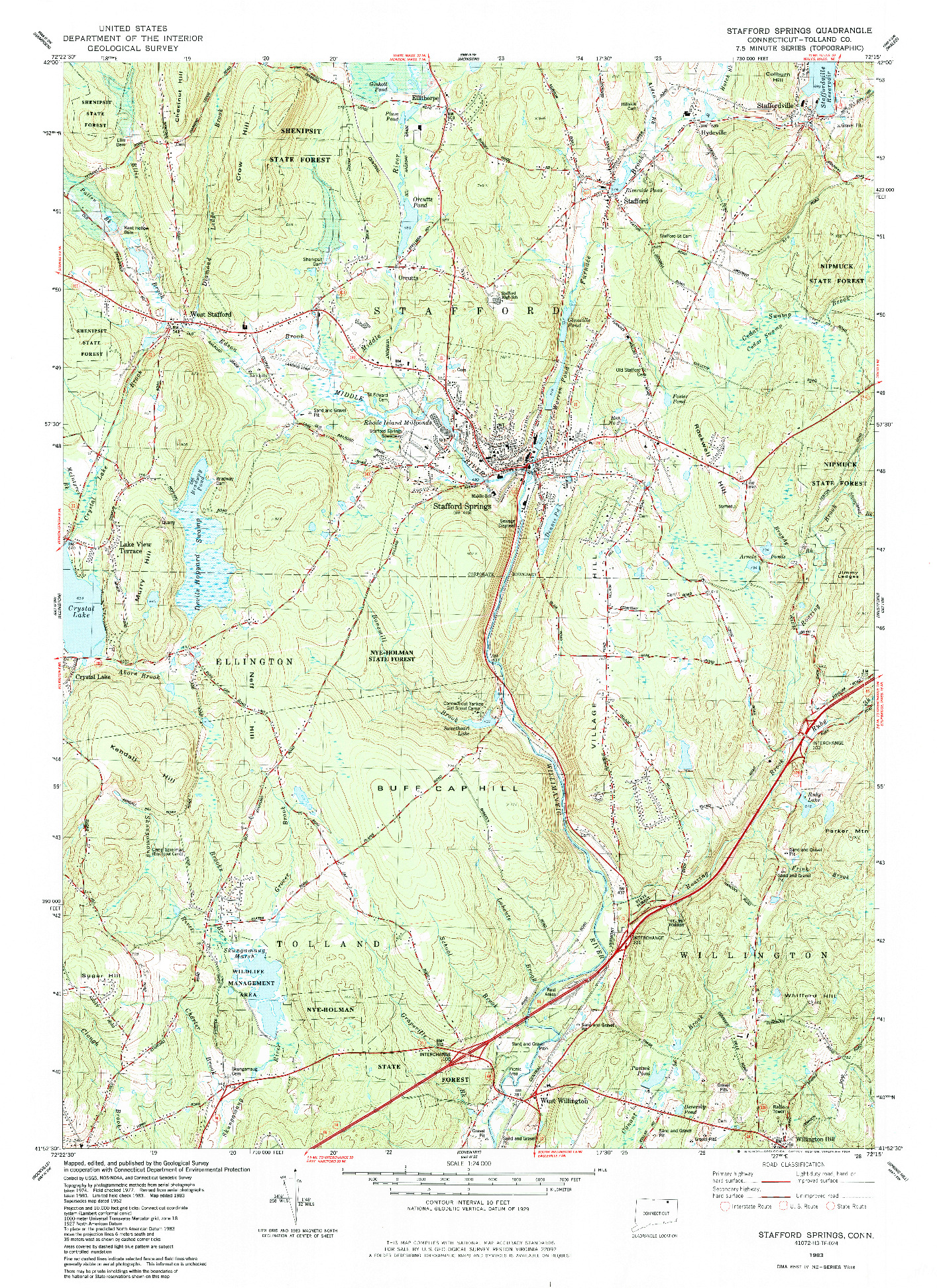 USGS 1:24000-SCALE QUADRANGLE FOR STAFFORD SPRINGS, CT 1983