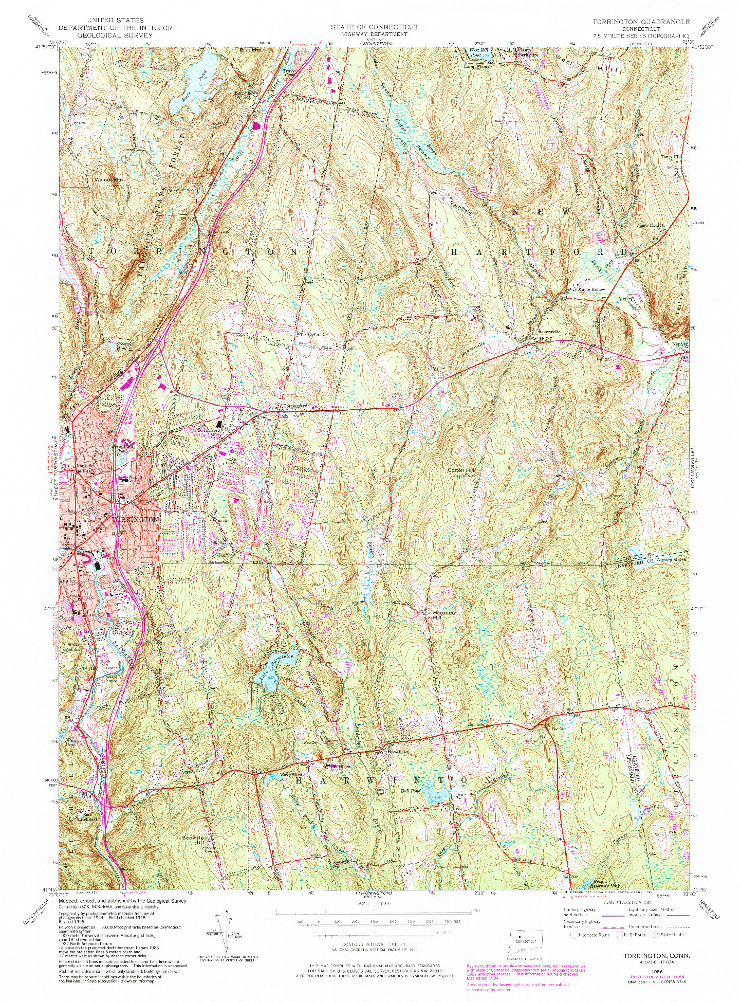 USGS 1:24000-SCALE QUADRANGLE FOR TORRINGTON, CT 1956