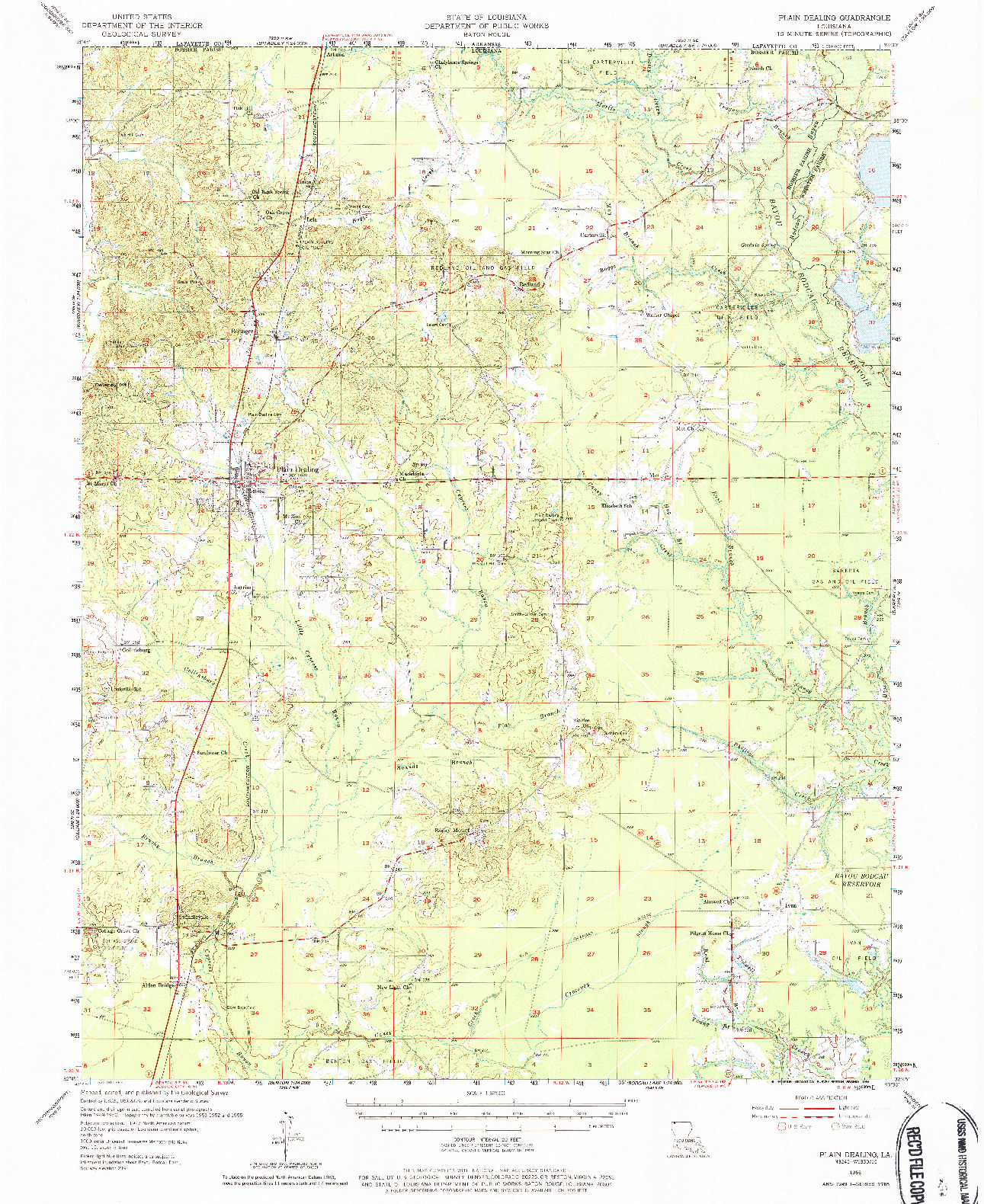 USGS 1:62500-SCALE QUADRANGLE FOR PLAIN DEALING, LA 1955