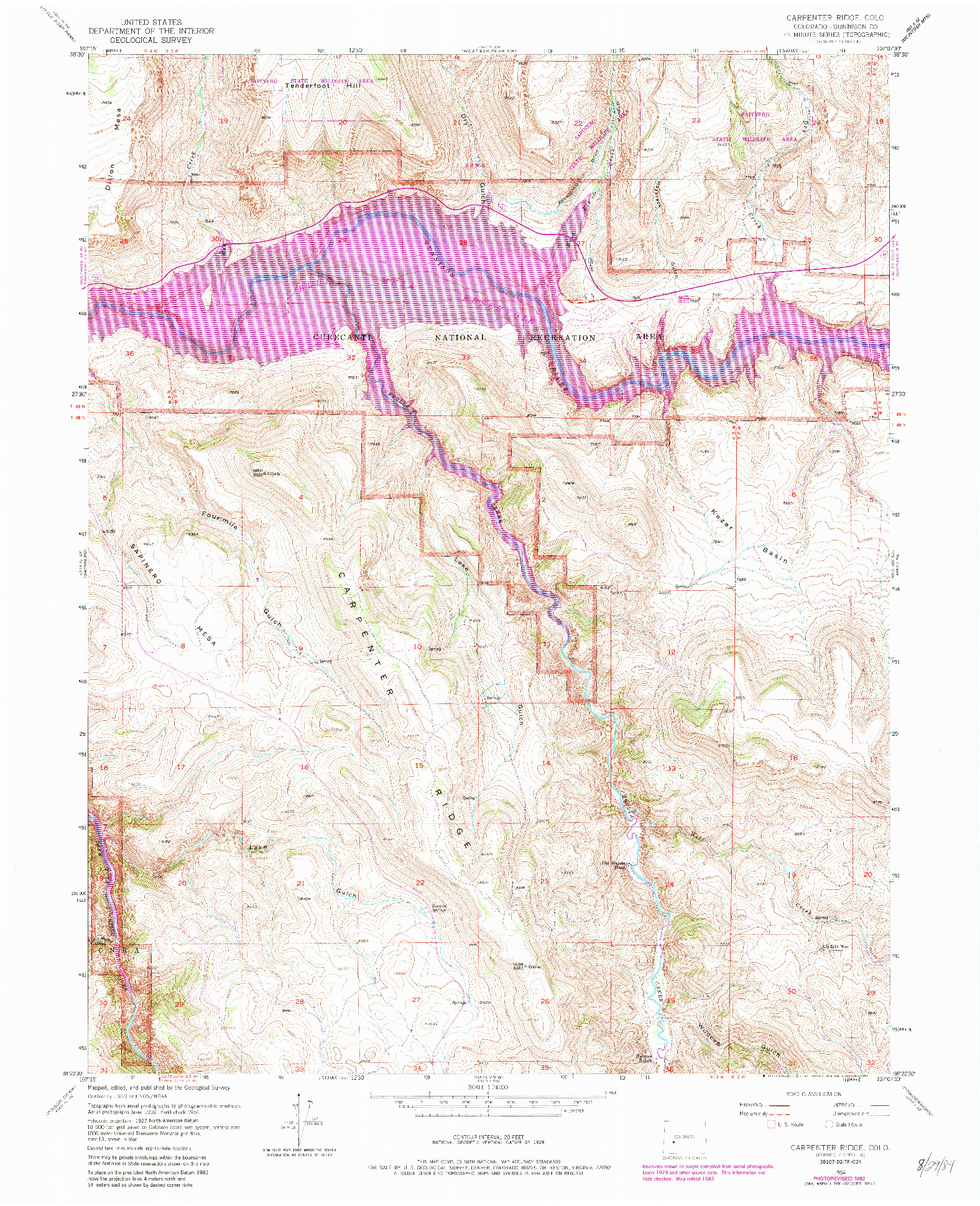 USGS 1:24000-SCALE QUADRANGLE FOR CARPENTER RIDGE, CO 1954