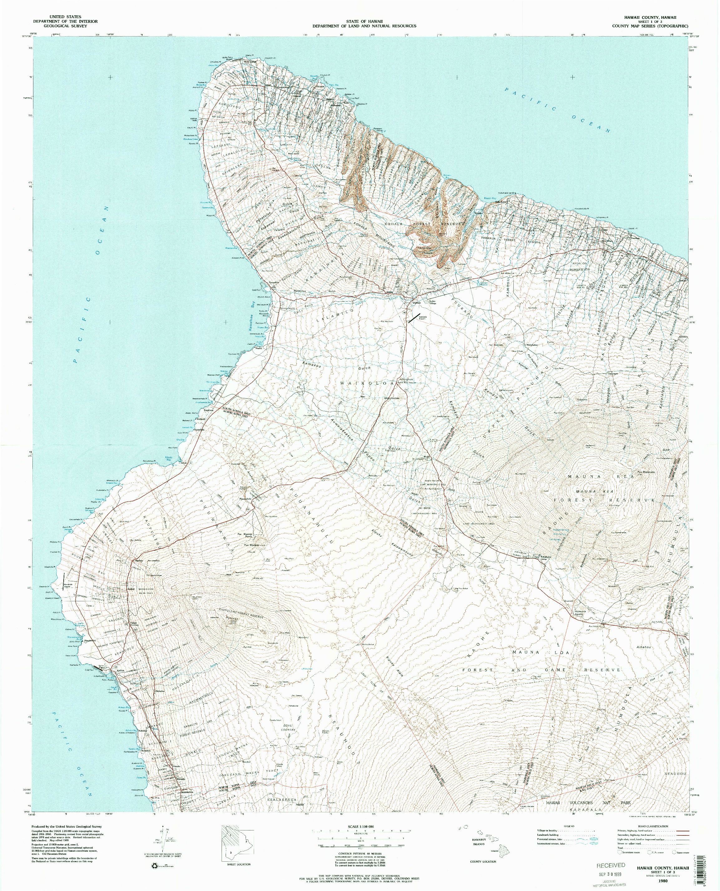 USGS 1:100000-SCALE QUADRANGLE FOR HAWAII COUNTY SHEET 1, HI 1980