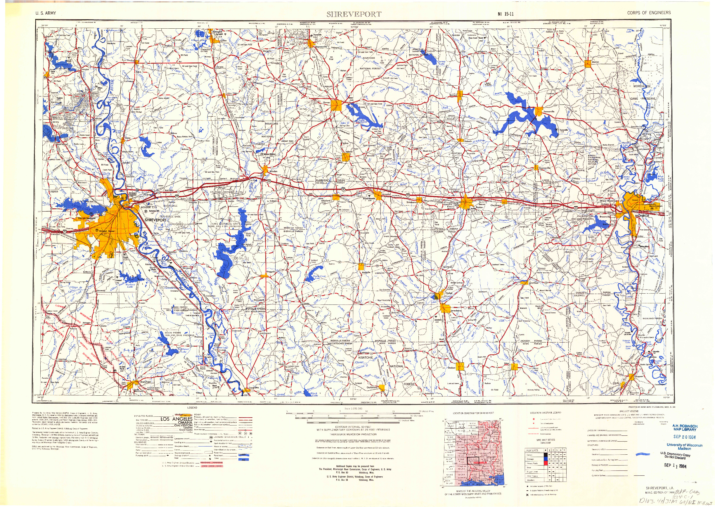 USGS 1:250000-SCALE QUADRANGLE FOR SHREVEPORT, LA 1984