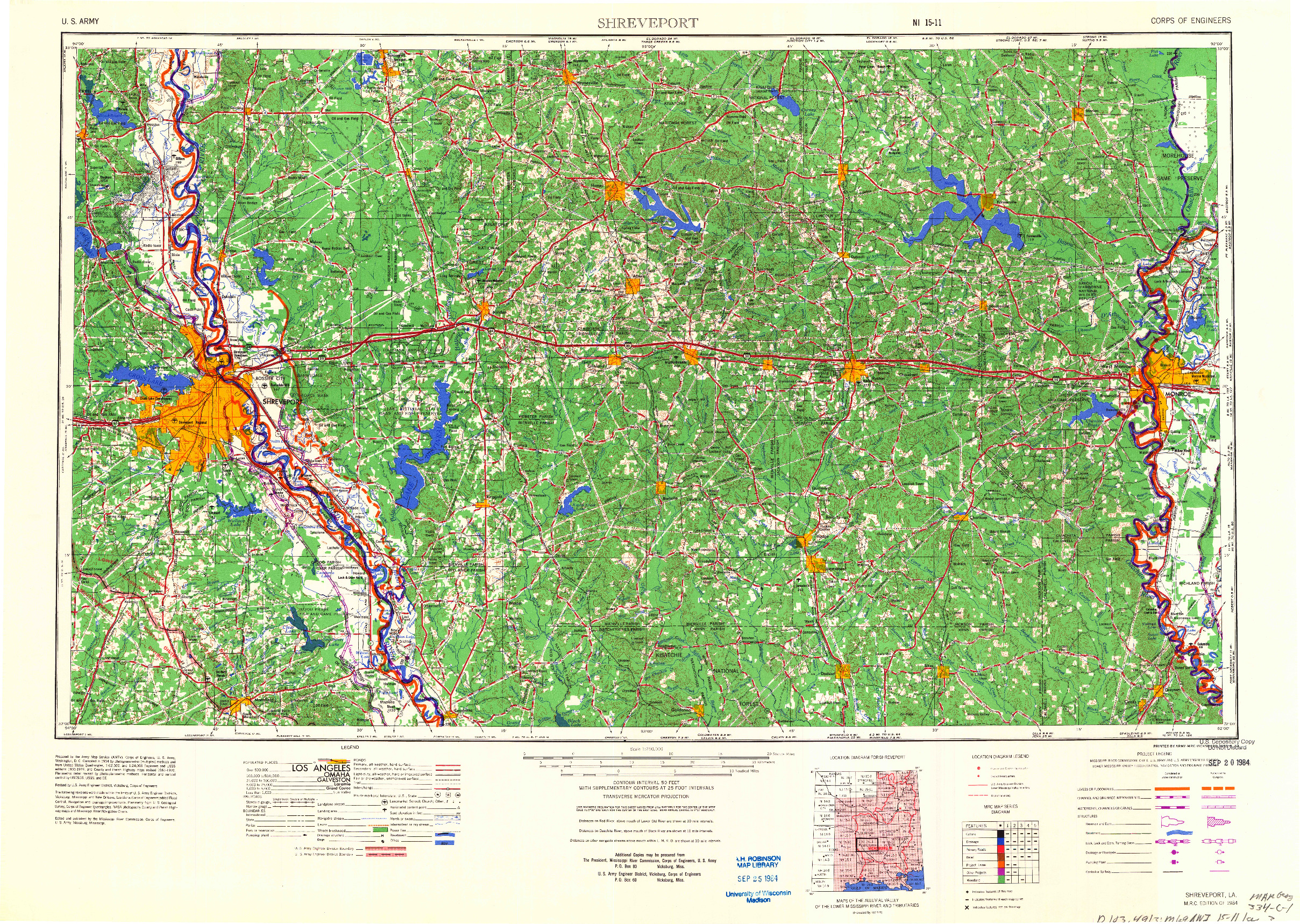 USGS 1:250000-SCALE QUADRANGLE FOR SHREVEPORT, LA 1984