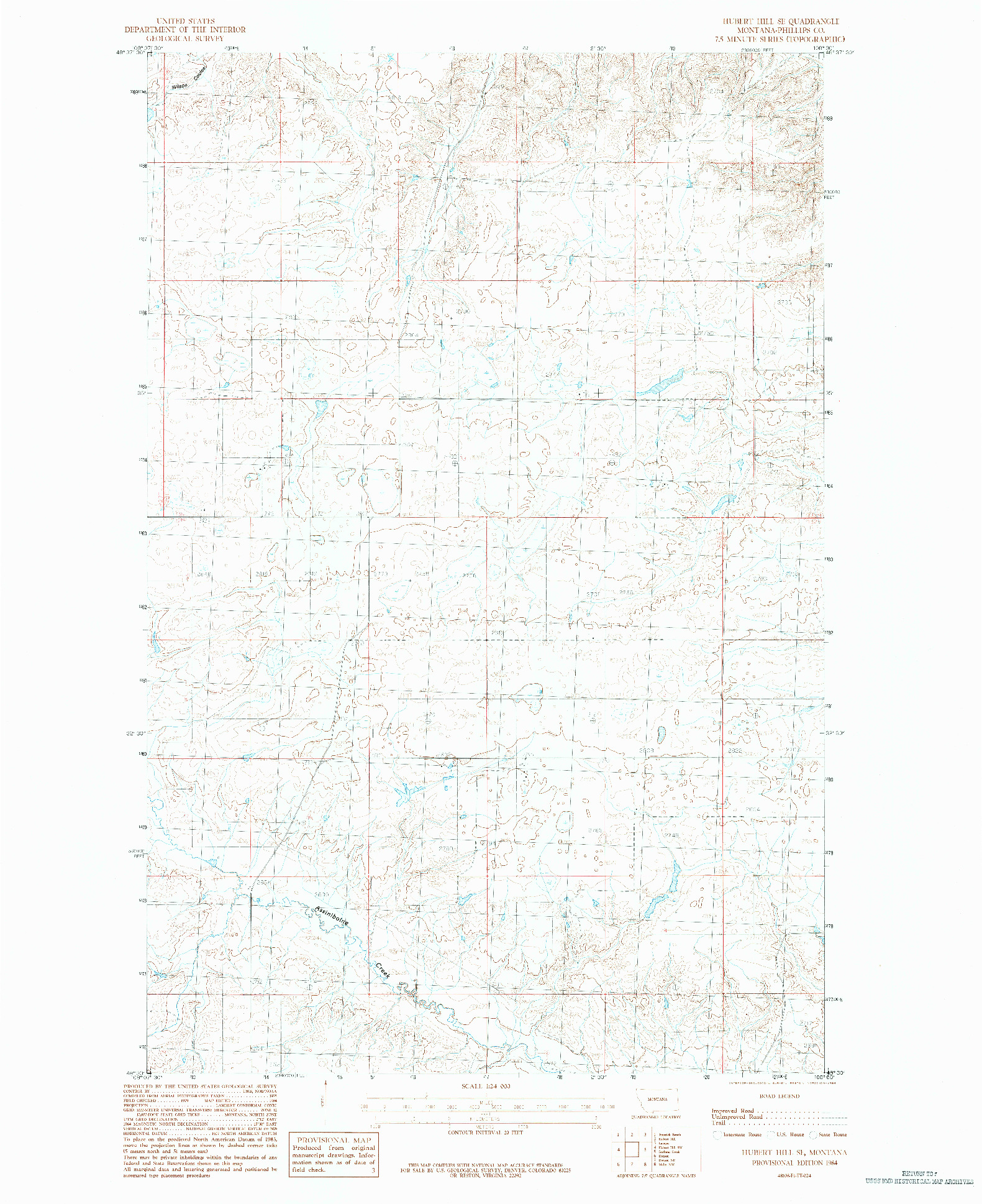 USGS 1:24000-SCALE QUADRANGLE FOR HUBERT HILL SE, MT 1984