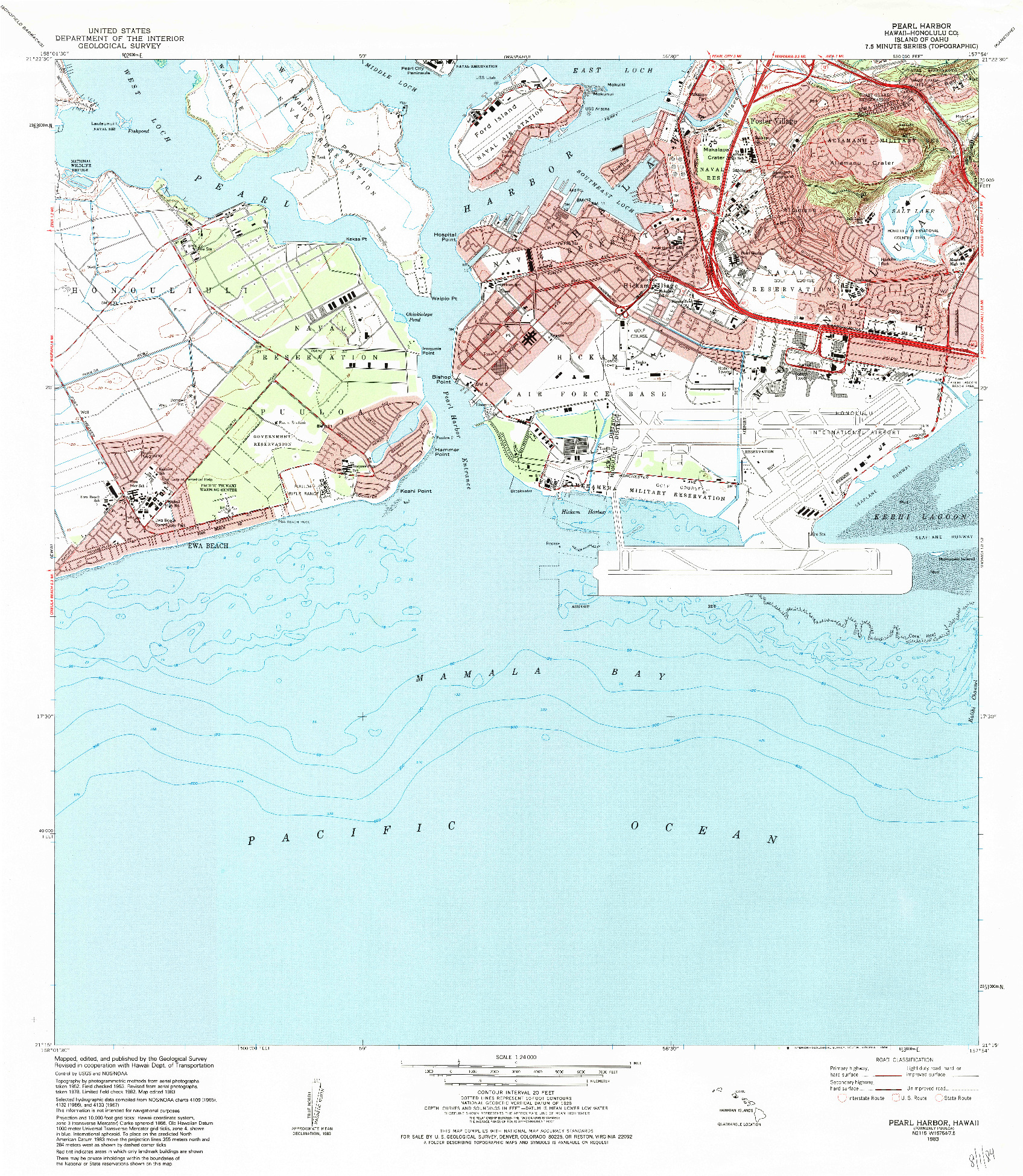 USGS 1:24000-SCALE QUADRANGLE FOR PEARL HARBOR, HI 1983