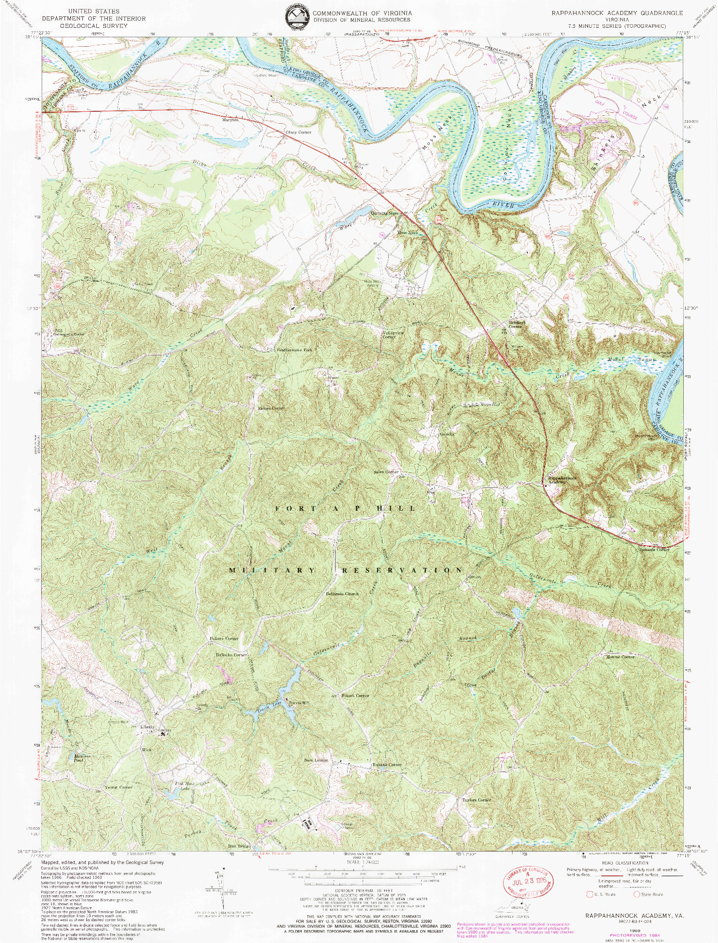 USGS 1:24000-SCALE QUADRANGLE FOR RAPPAHANNOCK ACADEMY, VA 1969
