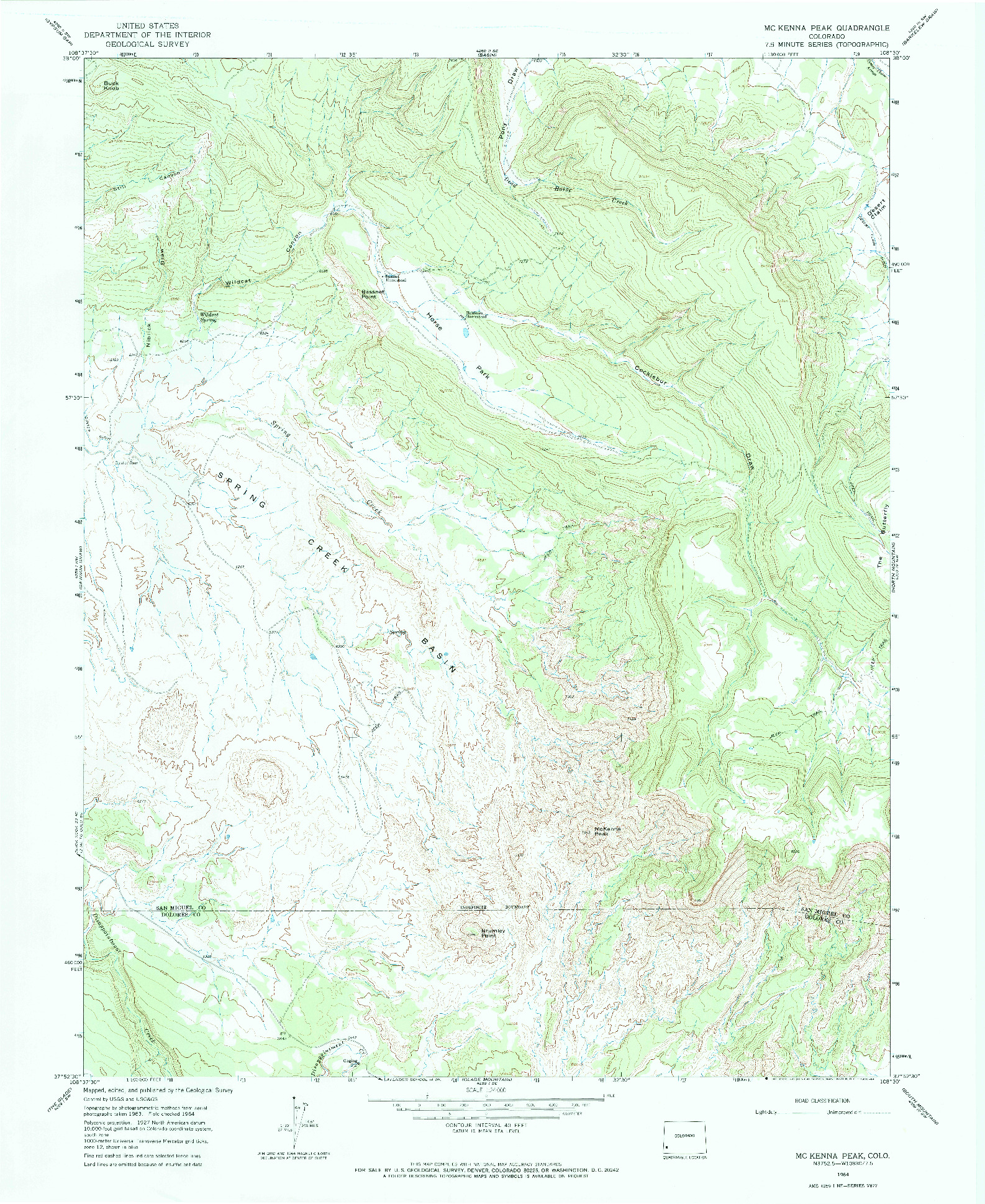 USGS 1:24000-SCALE QUADRANGLE FOR MC KENNA PEAK, CO 1964