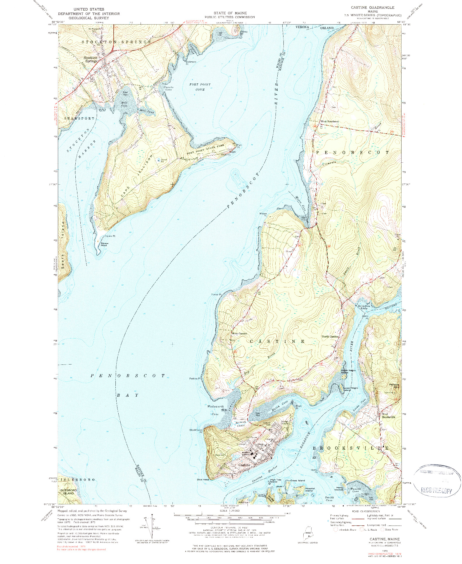 USGS 1:24000-SCALE QUADRANGLE FOR CASTINE, ME 1973