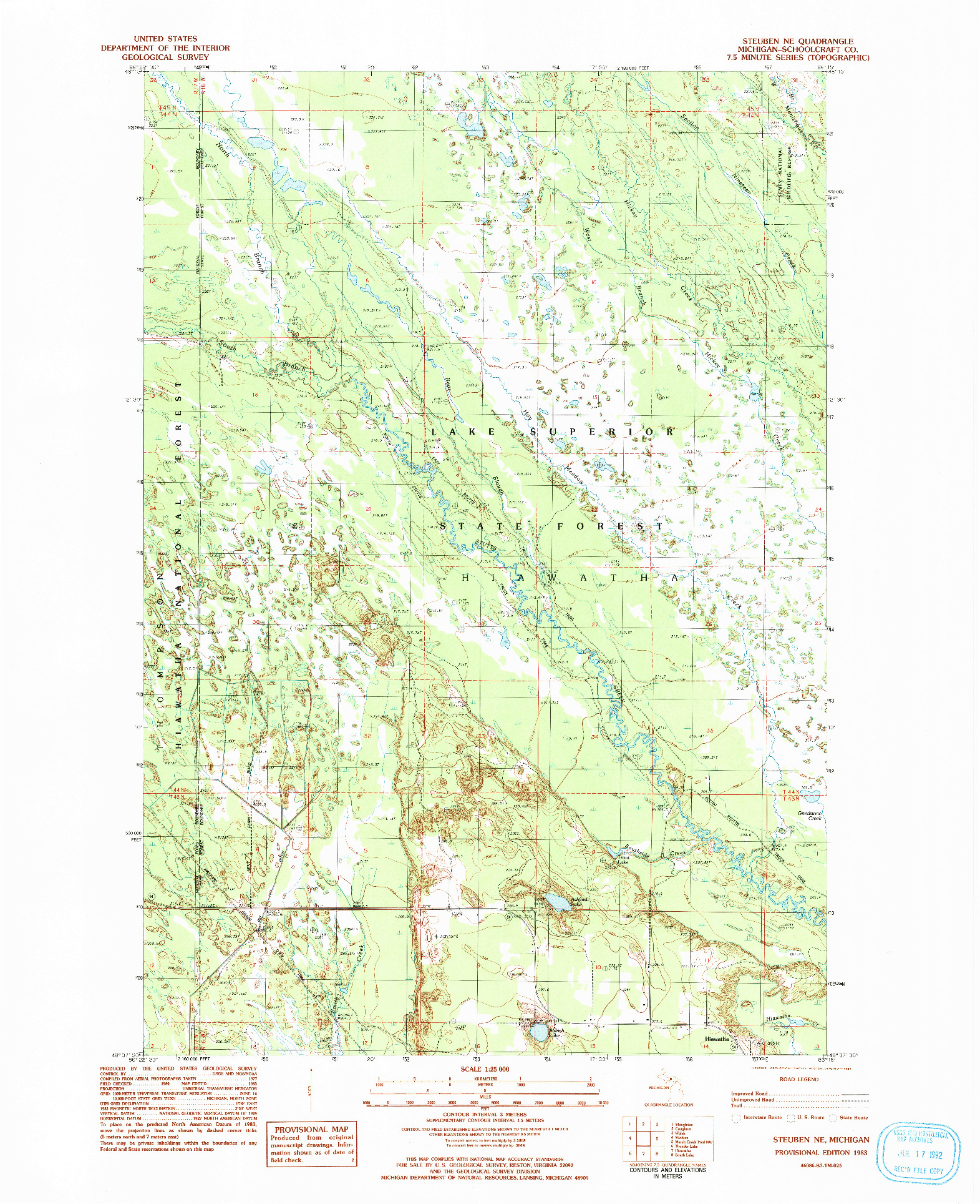 USGS 1:25000-SCALE QUADRANGLE FOR STEUBEN NE, MI 1983