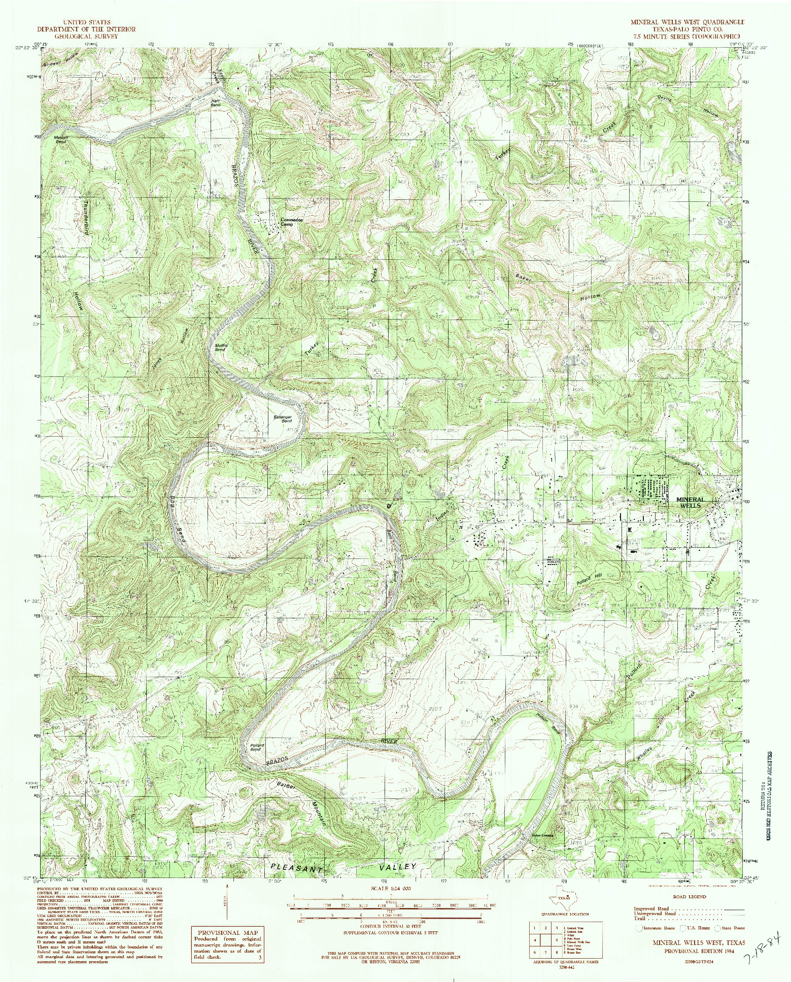 USGS 1:24000-SCALE QUADRANGLE FOR MINERAL WELLS WEST, TX 1984