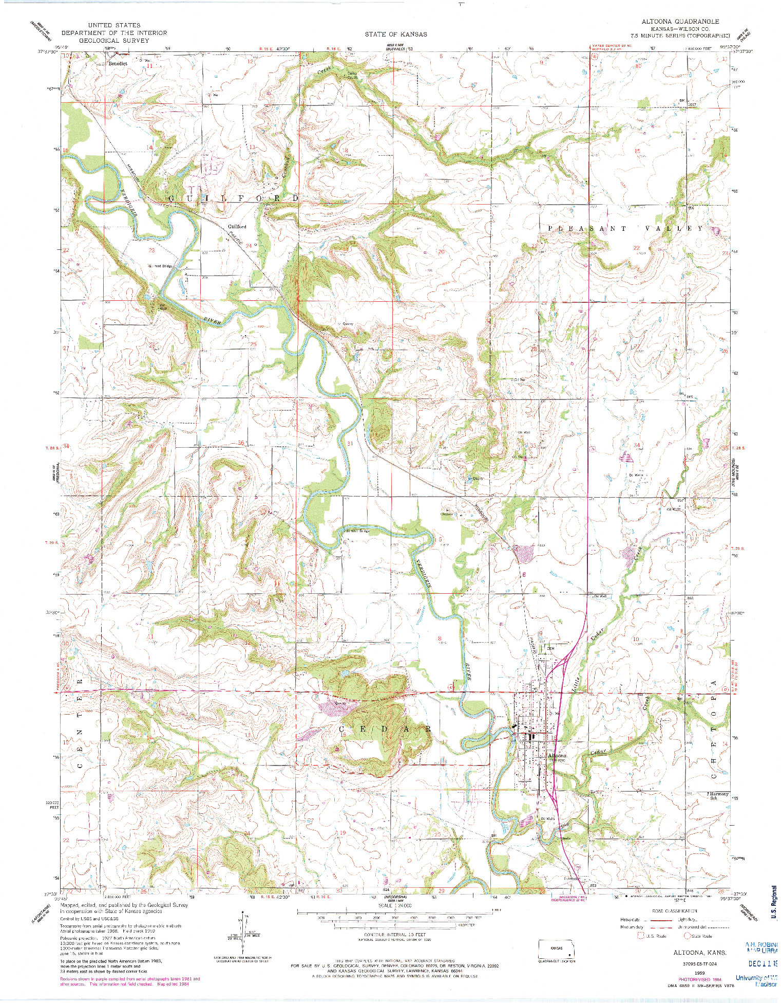 USGS 1:24000-SCALE QUADRANGLE FOR ALTOONA, KS 1959