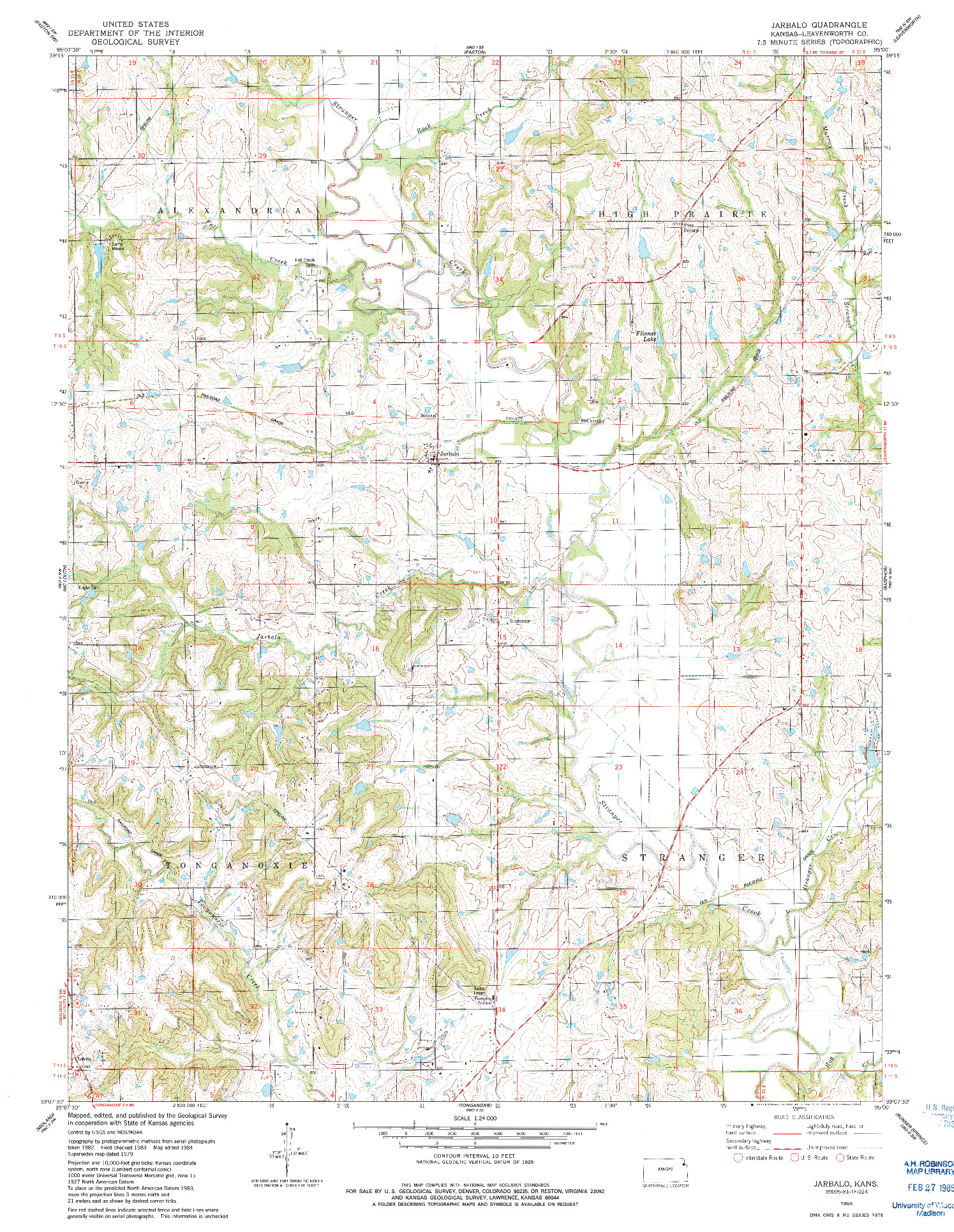 USGS 1:24000-SCALE QUADRANGLE FOR JARBALO, KS 1984