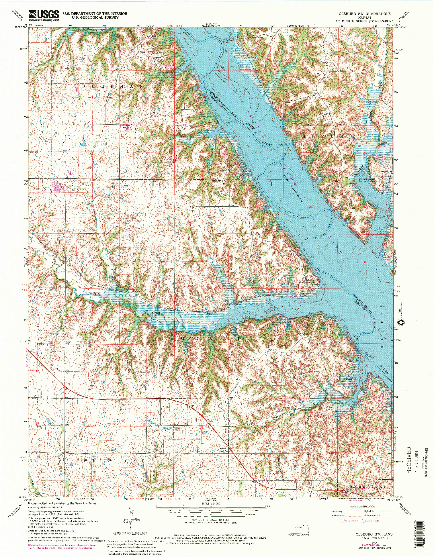 USGS 1:24000-SCALE QUADRANGLE FOR OLSBURG SW, KS 1964