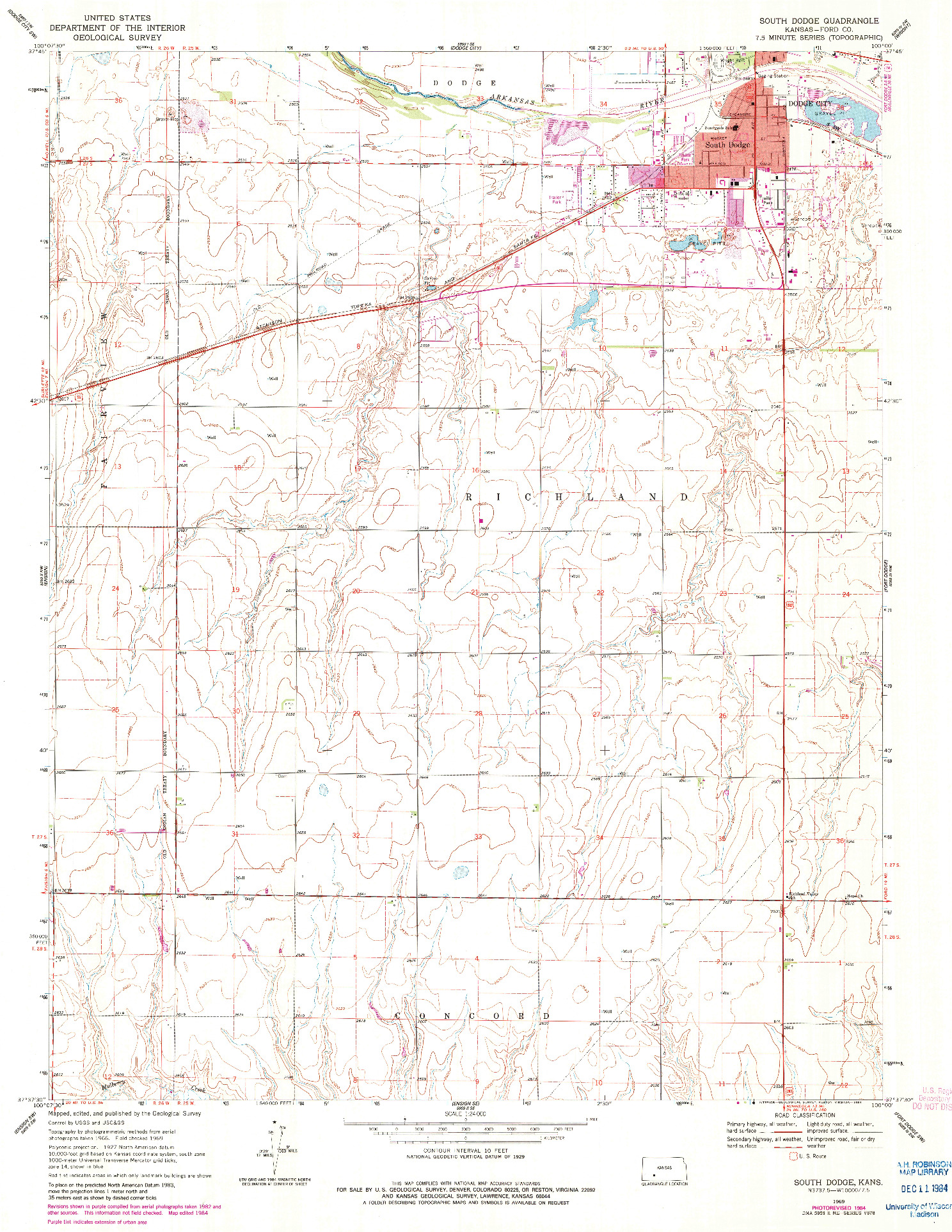 USGS 1:24000-SCALE QUADRANGLE FOR SOUTH DODGE, KS 1969