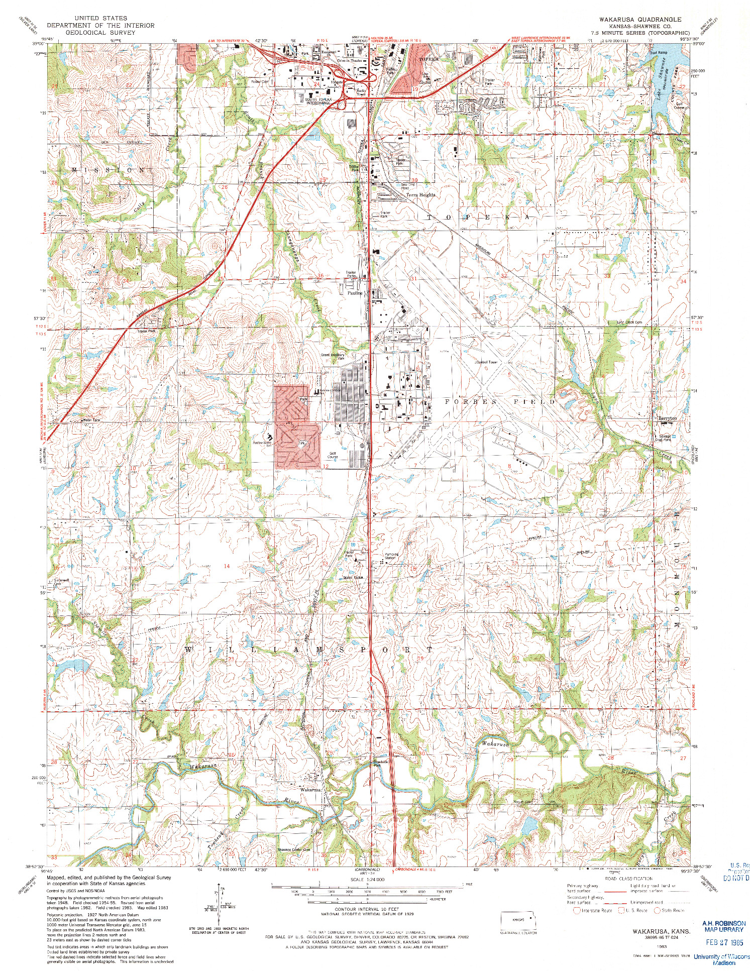 USGS 1:24000-SCALE QUADRANGLE FOR WAKARUSA, KS 1983
