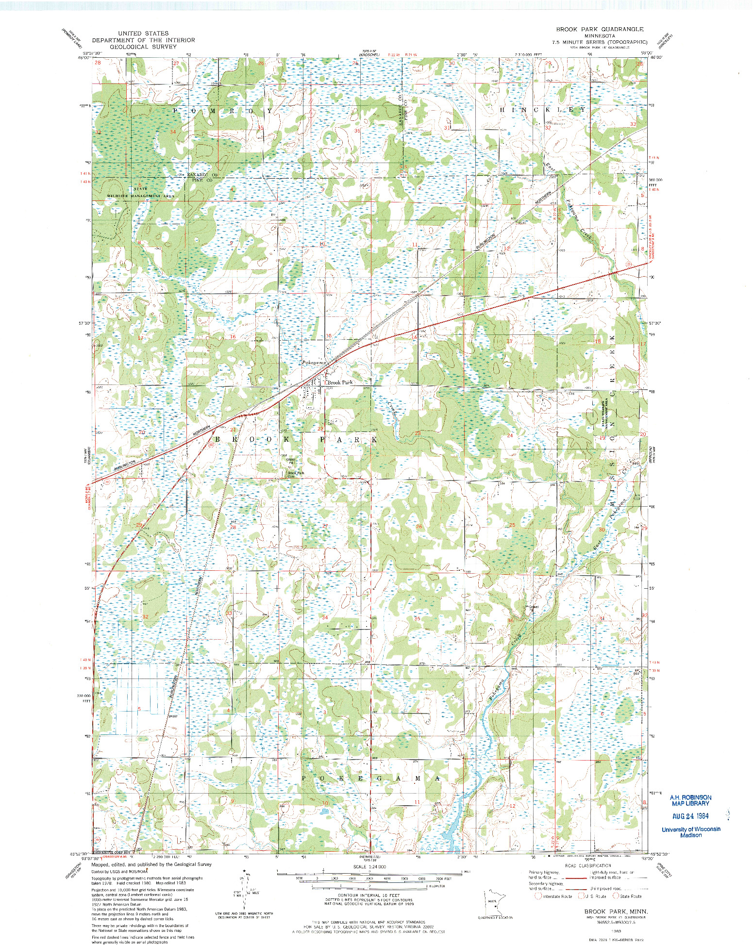 USGS 1:24000-SCALE QUADRANGLE FOR BROOK PARK, MN 1983