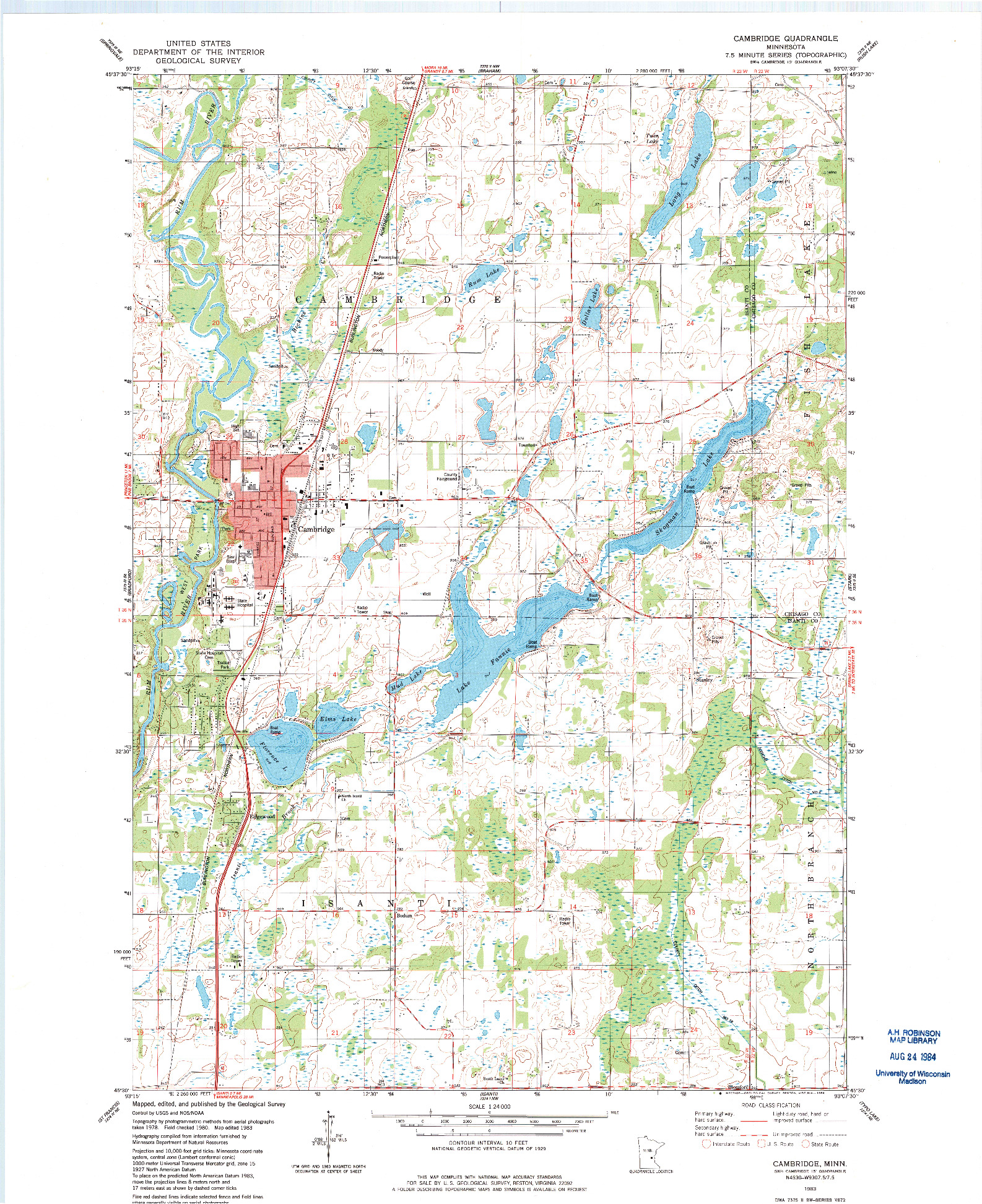 USGS 1:24000-SCALE QUADRANGLE FOR CAMBRIDGE, MN 1983