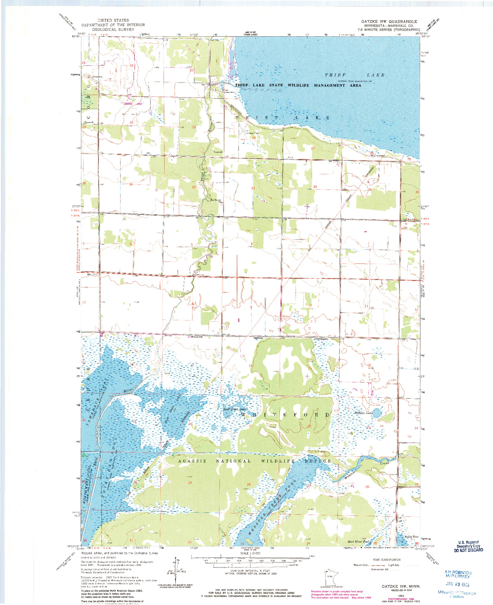 USGS 1:24000-SCALE QUADRANGLE FOR GATZKE NW, MN 1962