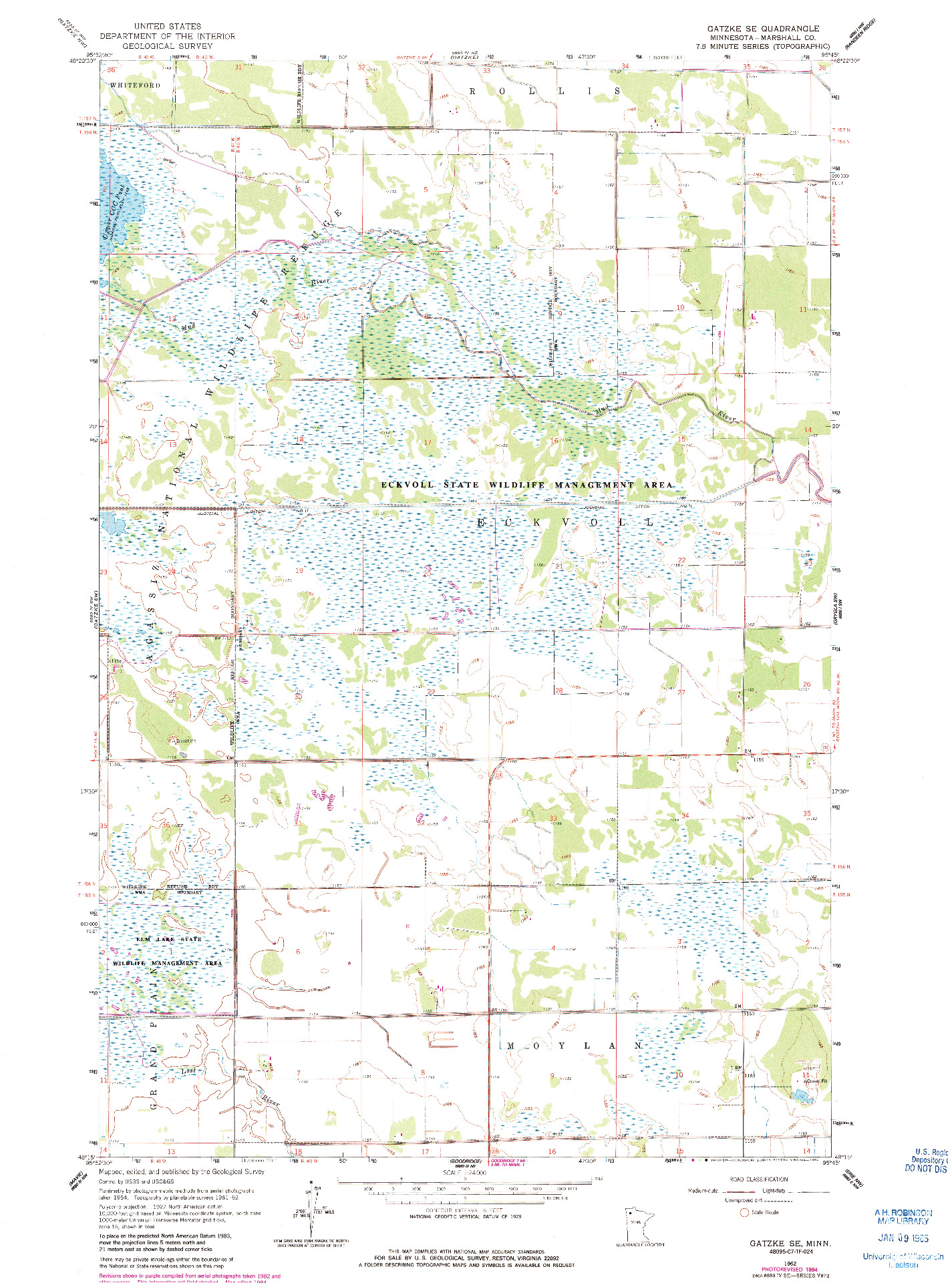 USGS 1:24000-SCALE QUADRANGLE FOR GATZKE SE, MN 1962