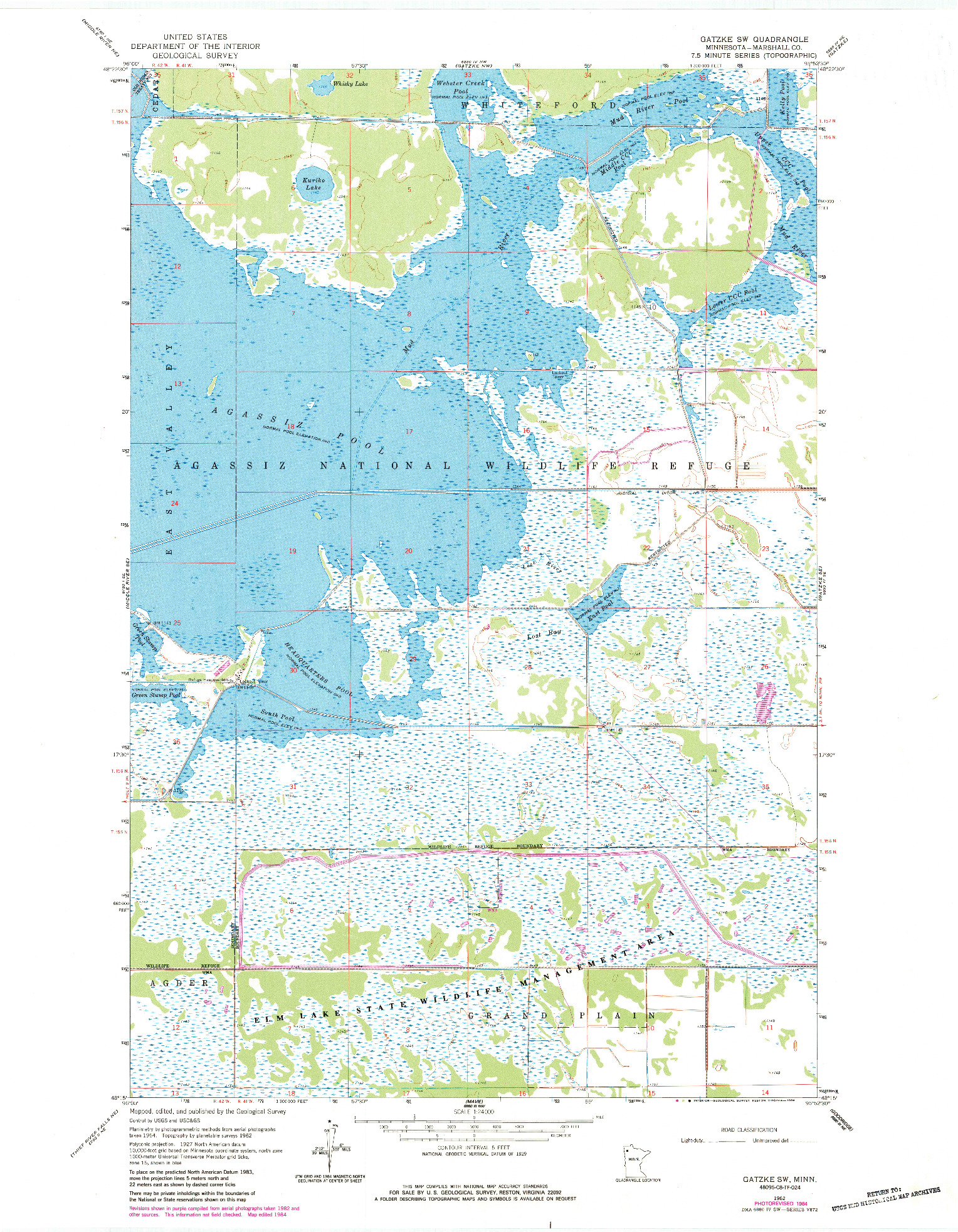 USGS 1:24000-SCALE QUADRANGLE FOR GATZKE SW, MN 1962