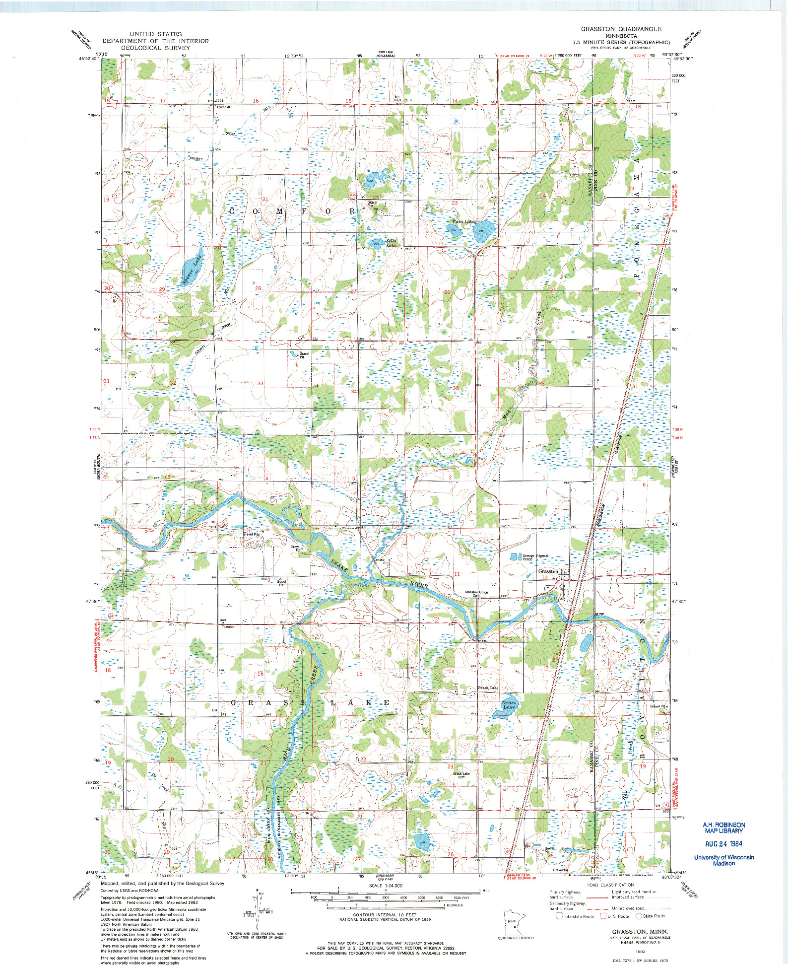 USGS 1:24000-SCALE QUADRANGLE FOR GRASSTON, MN 1983