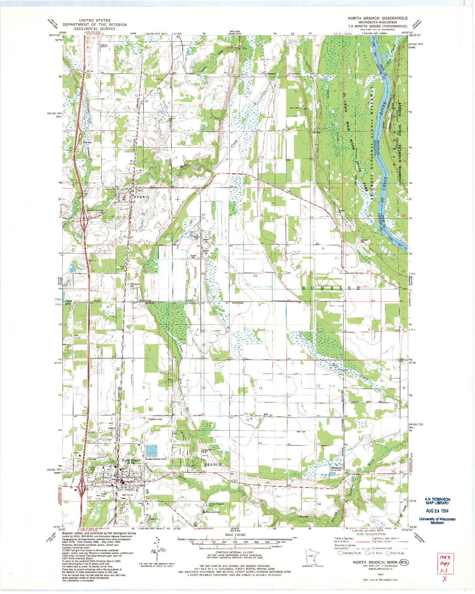 USGS 1:24000-SCALE QUADRANGLE FOR NORTH BRANCH, MN 1983