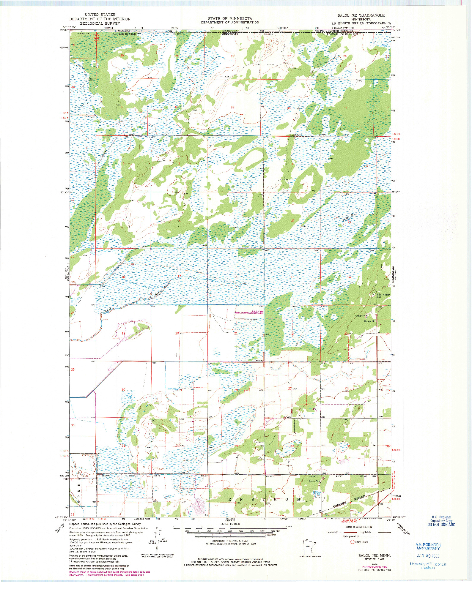 USGS 1:24000-SCALE QUADRANGLE FOR SALOL NE, MN 1966