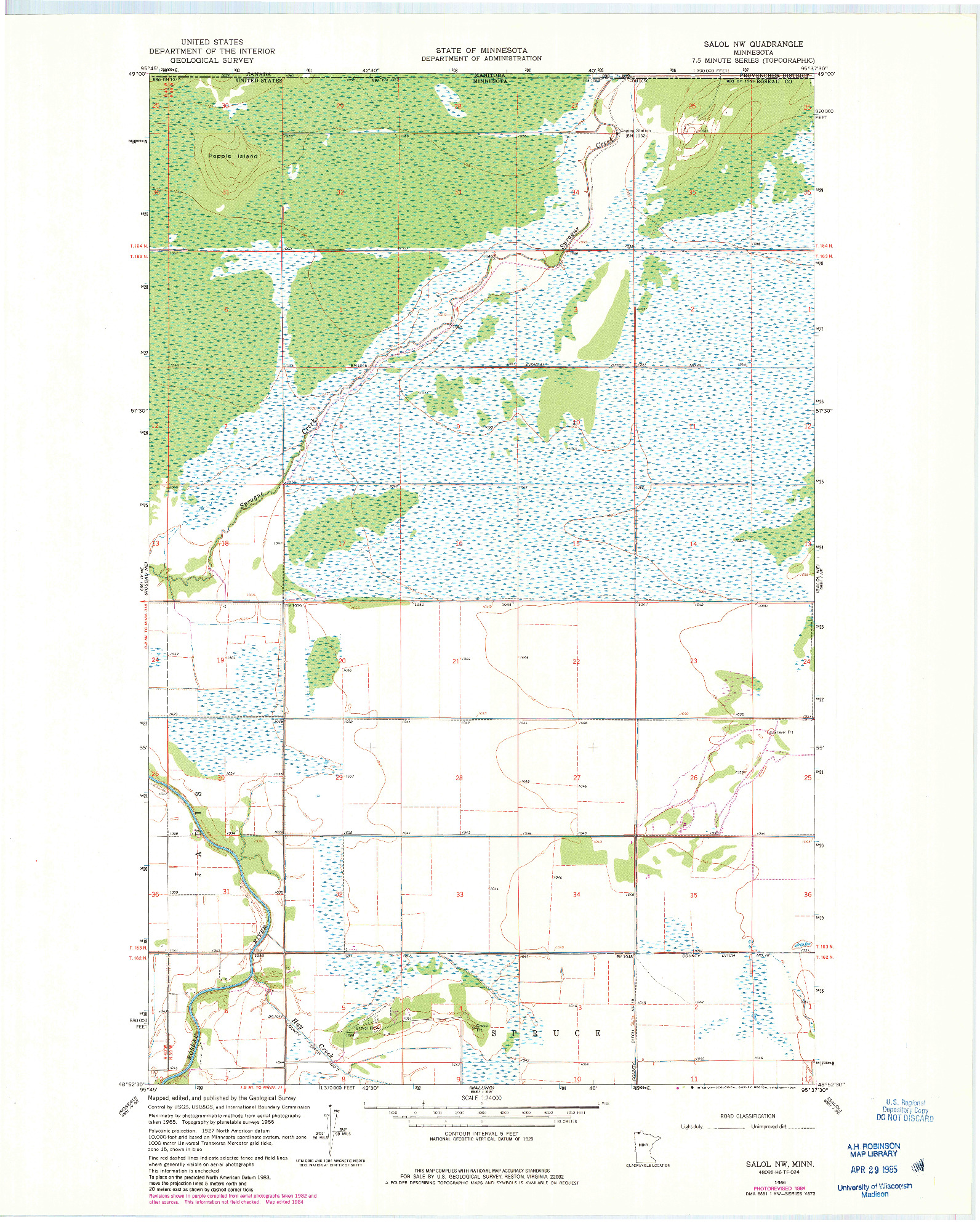 USGS 1:24000-SCALE QUADRANGLE FOR SALOL NW, MN 1966