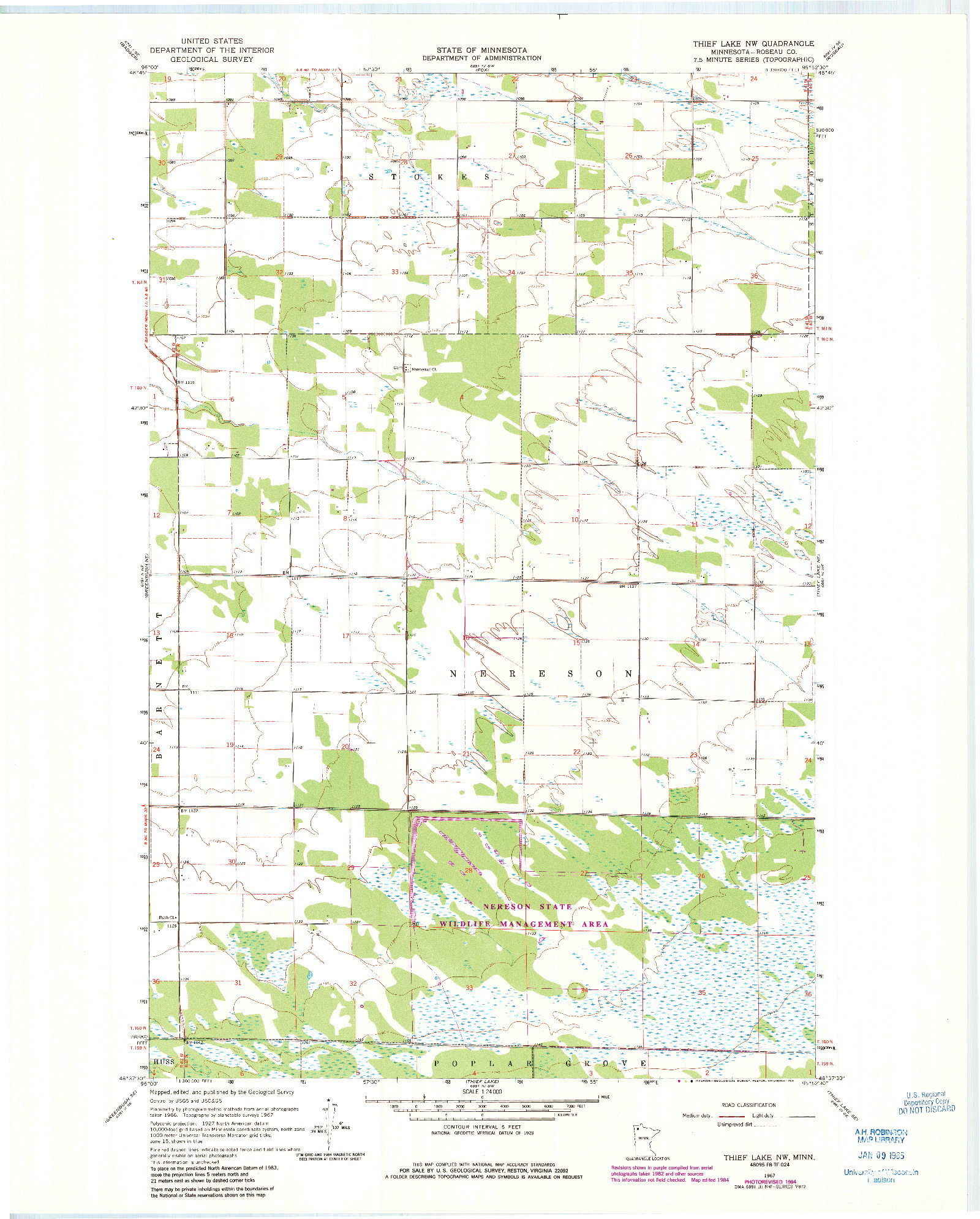 USGS 1:24000-SCALE QUADRANGLE FOR THIEF LAKE NW, MN 1967