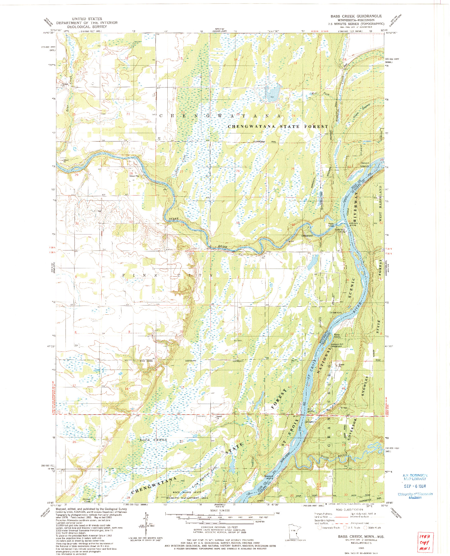 USGS 1:24000-SCALE QUADRANGLE FOR BASS CREEK, MN 1983