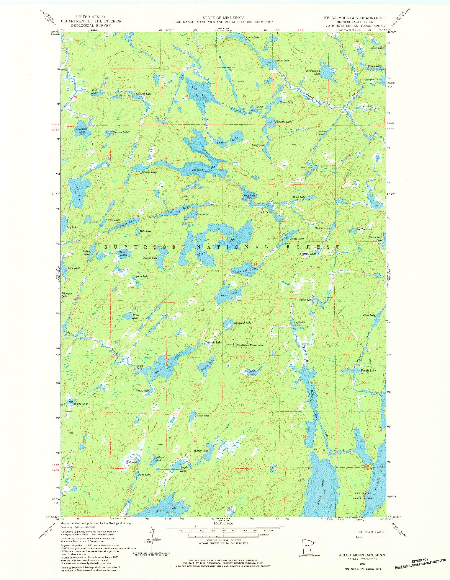 USGS 1:24000-SCALE QUADRANGLE FOR KELSO MOUNTAIN, MN 1960