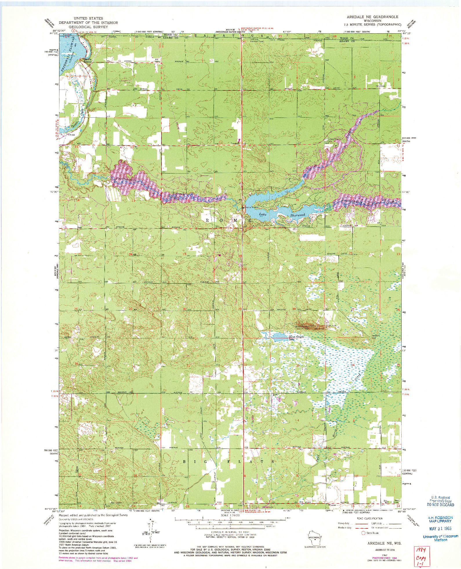 USGS 1:24000-SCALE QUADRANGLE FOR ARKDALE NE, WI 1967