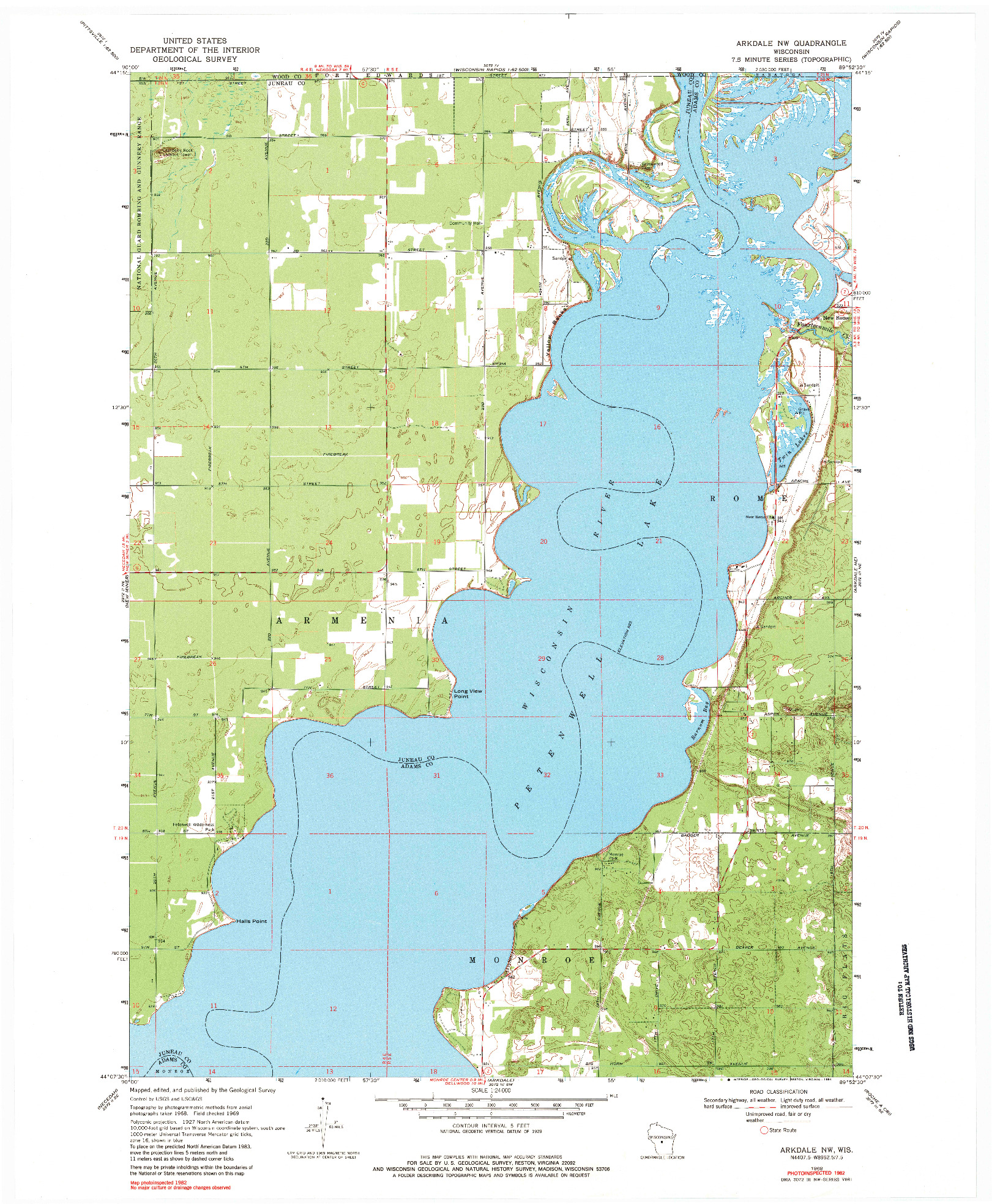 USGS 1:24000-SCALE QUADRANGLE FOR ARKDALE NW, WI 1969