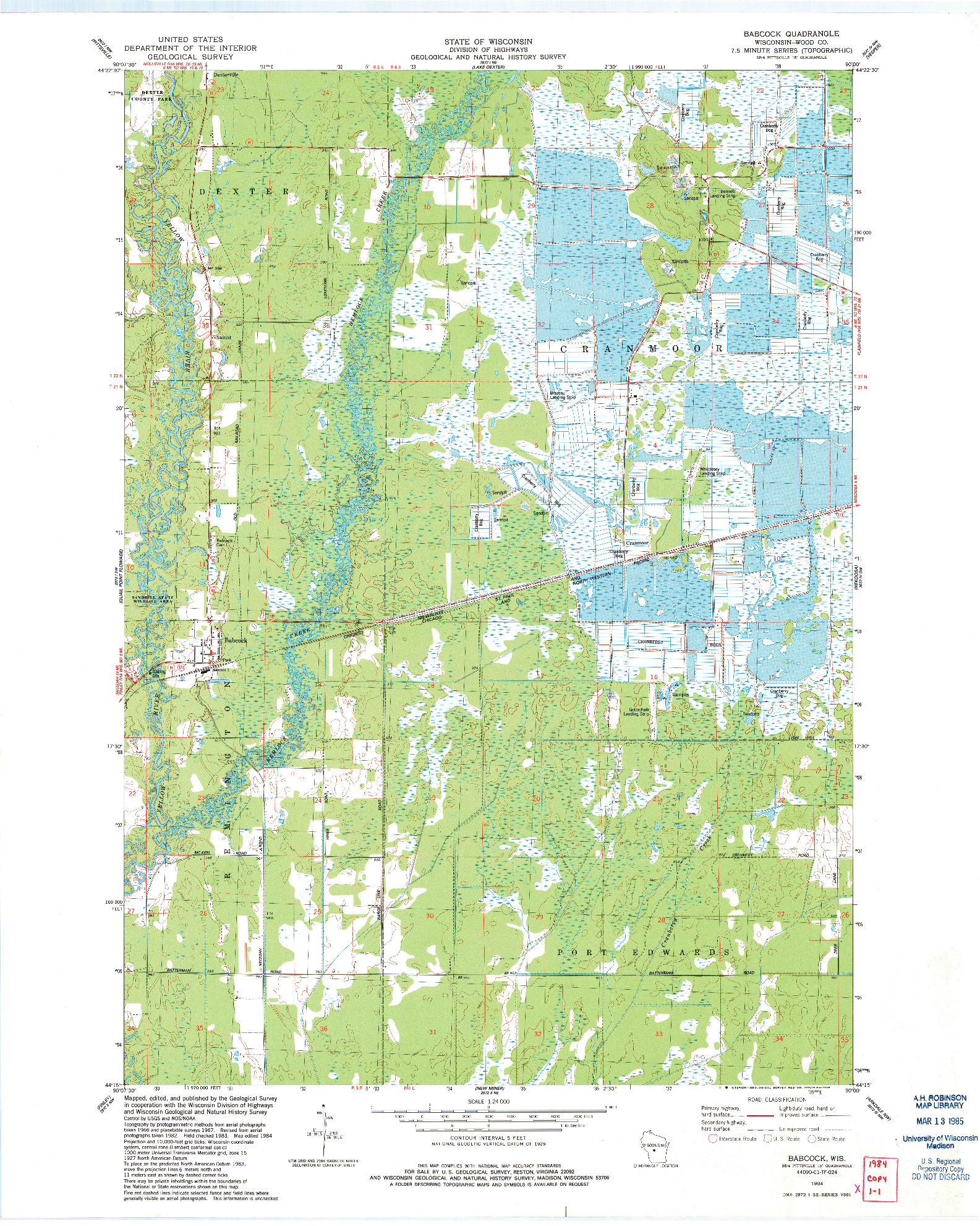 USGS 1:24000-SCALE QUADRANGLE FOR BABCOCK, WI 1984