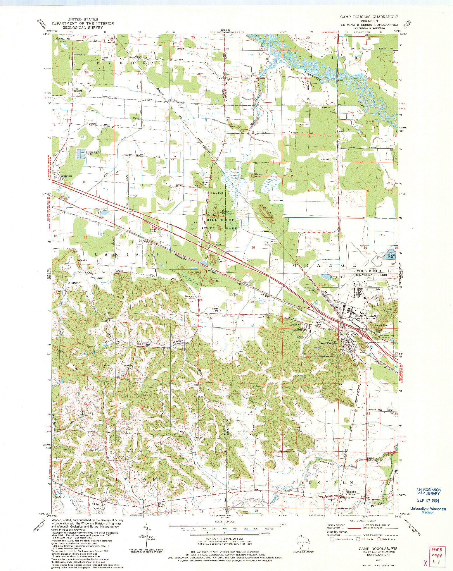 USGS 1:24000-SCALE QUADRANGLE FOR CAMP DOUGLAS, WI 1983
